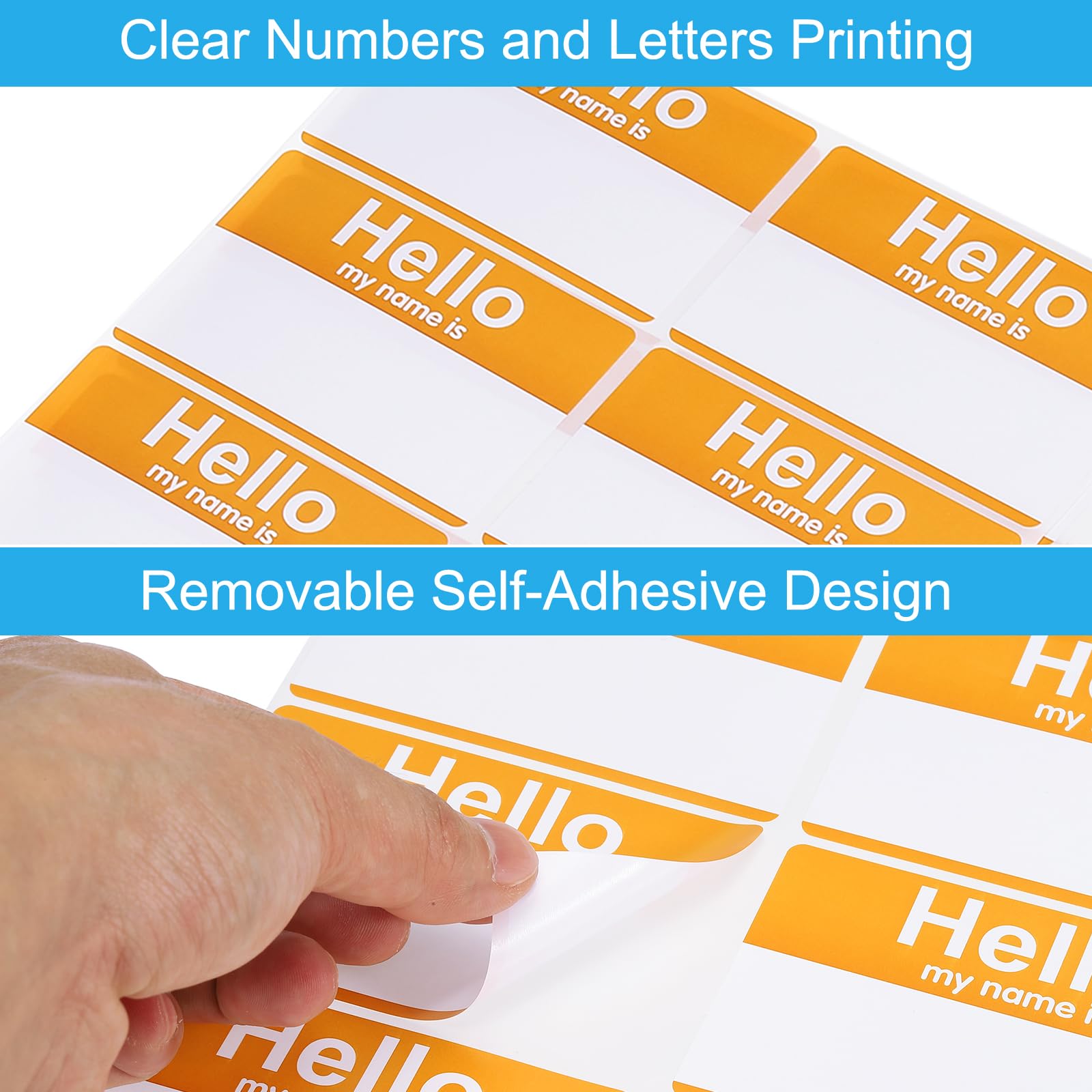 PATIKIL Name Tag Stickers, 480 Pcs Hi My Name is Stickers Removable Labels for Clothes Daycare Classroom Office Meeting Yellow - Image 3