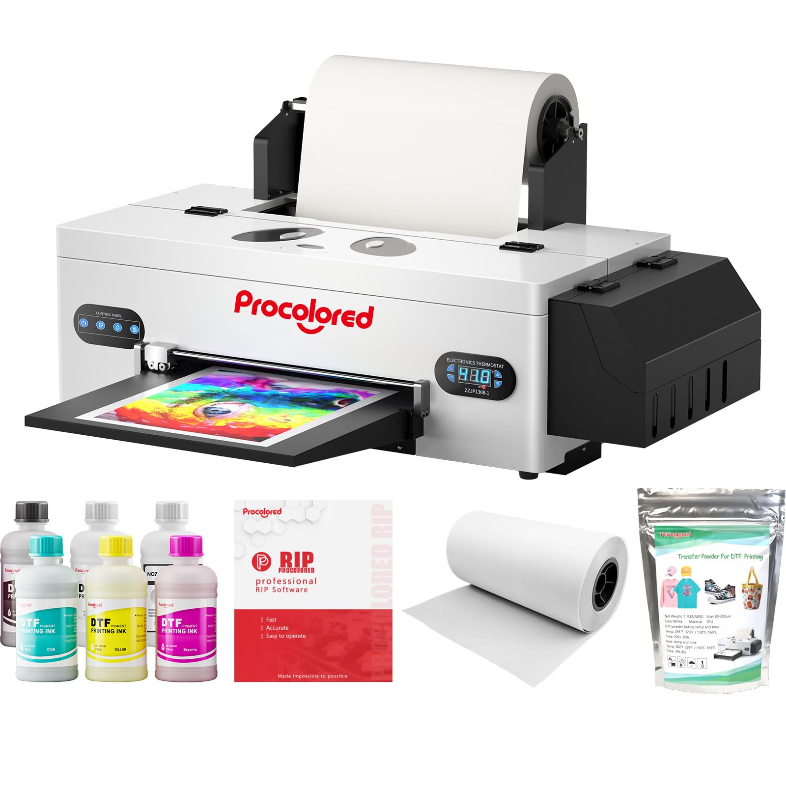Procolored F13 DTF stampante Bundle A3 L1800 13Inches T Shirt macchina da stampa con forno di indurimento taglierina rotolo alimentatore per abbigliamento tessile personalizzazione (senza forno)