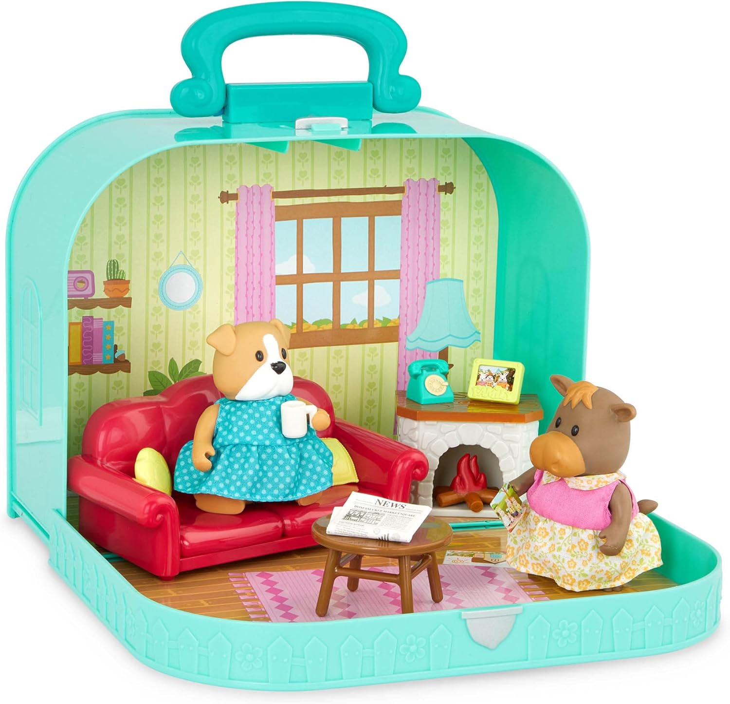 Li'l Woodzeez – Portable Toy Figures Playset – Miniature Furniture & Posable Animal Figures – Includes Couch, Fireplace & Food – Imaginative Play for Kids Ages 3 Years and Up – Collectible Playsets