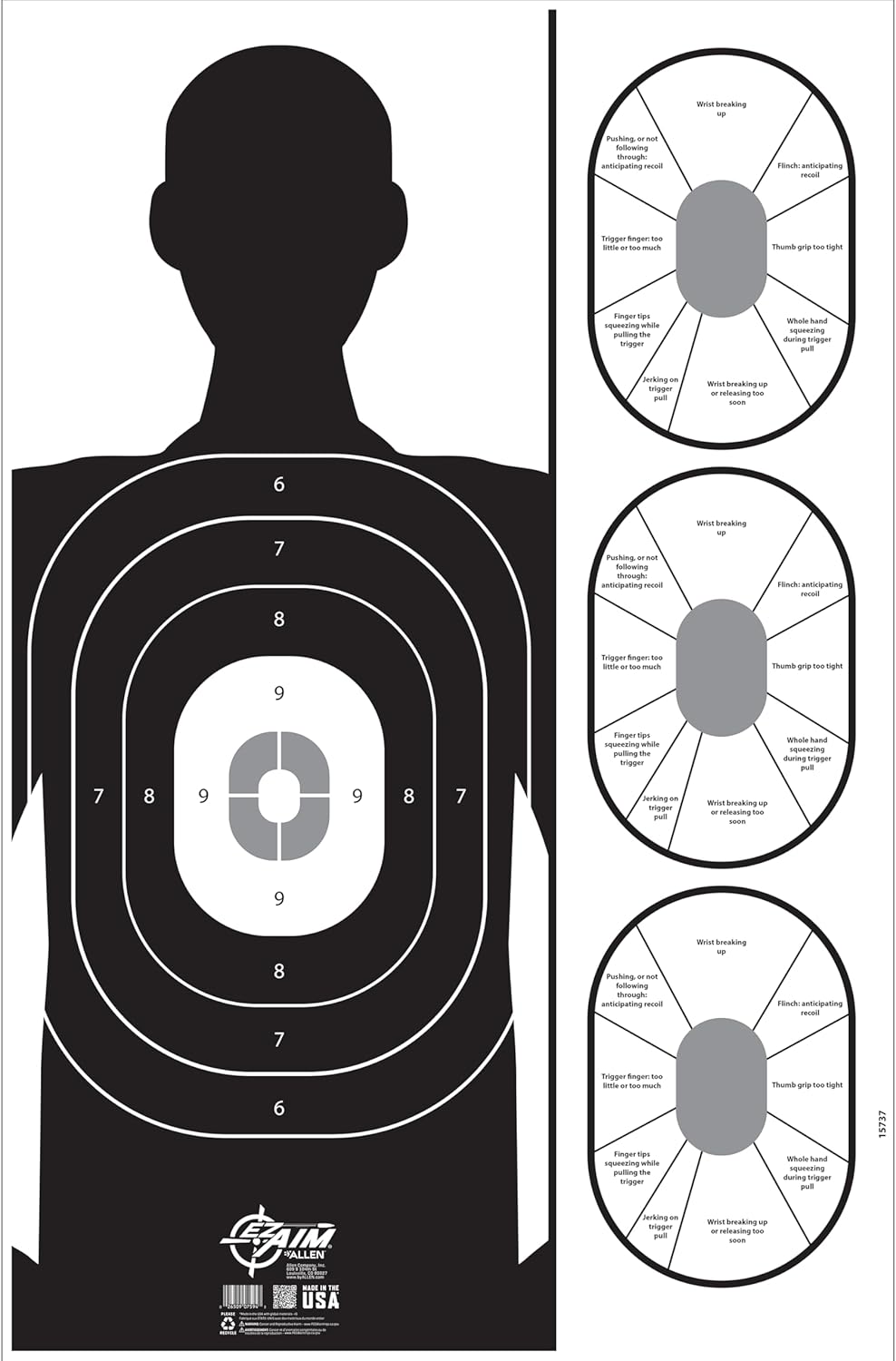 EZ Aim® Handgun Trainer Shooting Target & Backer
