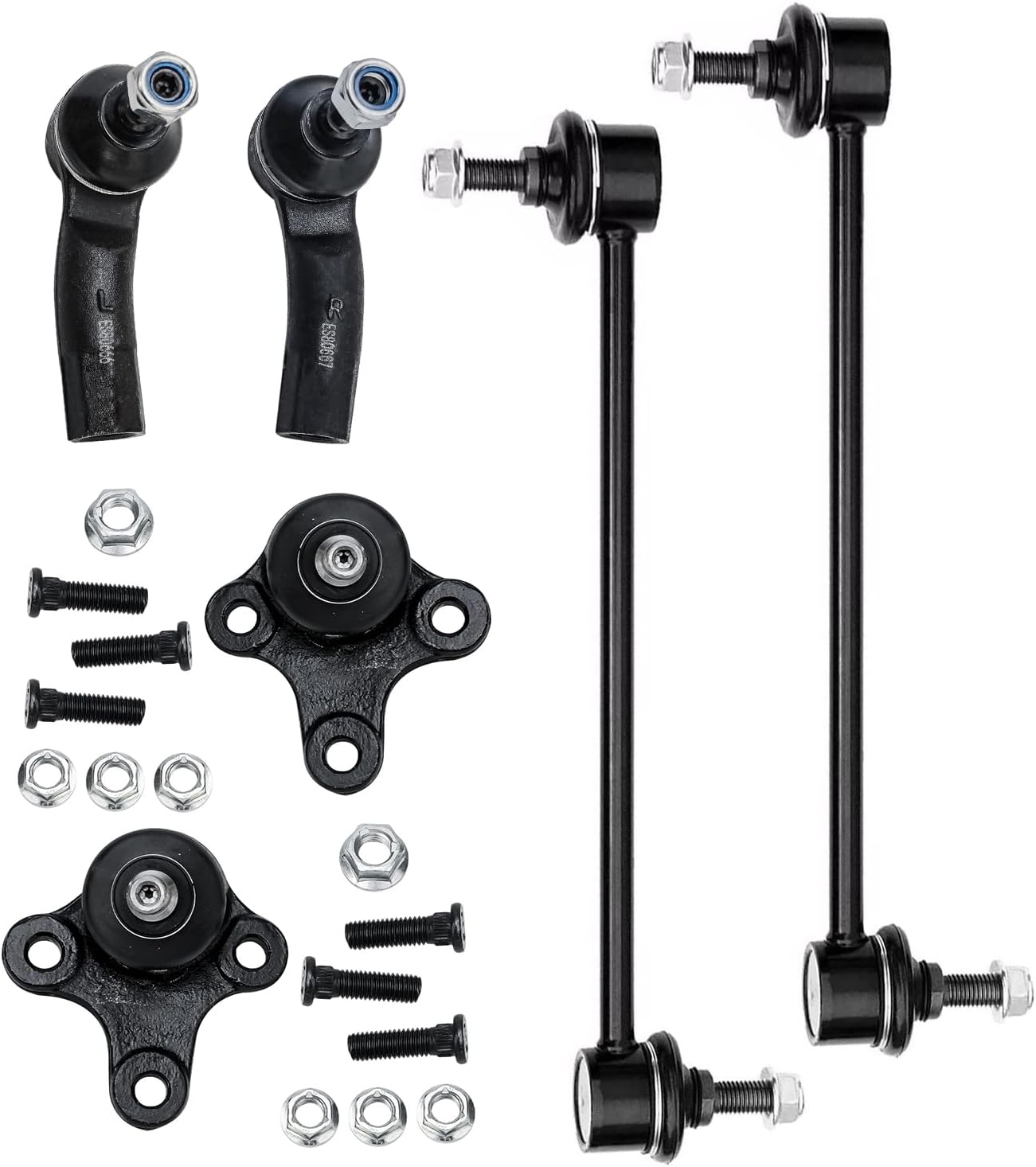 Detroit Axle - Front Suspension Kit for VW Jetta Passat Golf GTI Beetle Rabbit EOS R32 Audi A3 Quattro, 2 Lower Ball Joints 2 Sway Bar End Links 2 Outer Tie Rod Ends Replacement