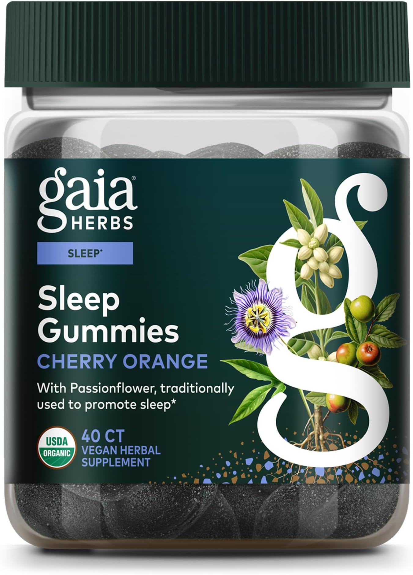 Sleep Gummies - Sleep Support*- Ashwagandha, Reishi Mushroom & Passionflower - USDA Certified Organic, Non-GMO Project Verified, Gluten Free - Cherry Orange - 40 Vegan Gummies (20 Servings)