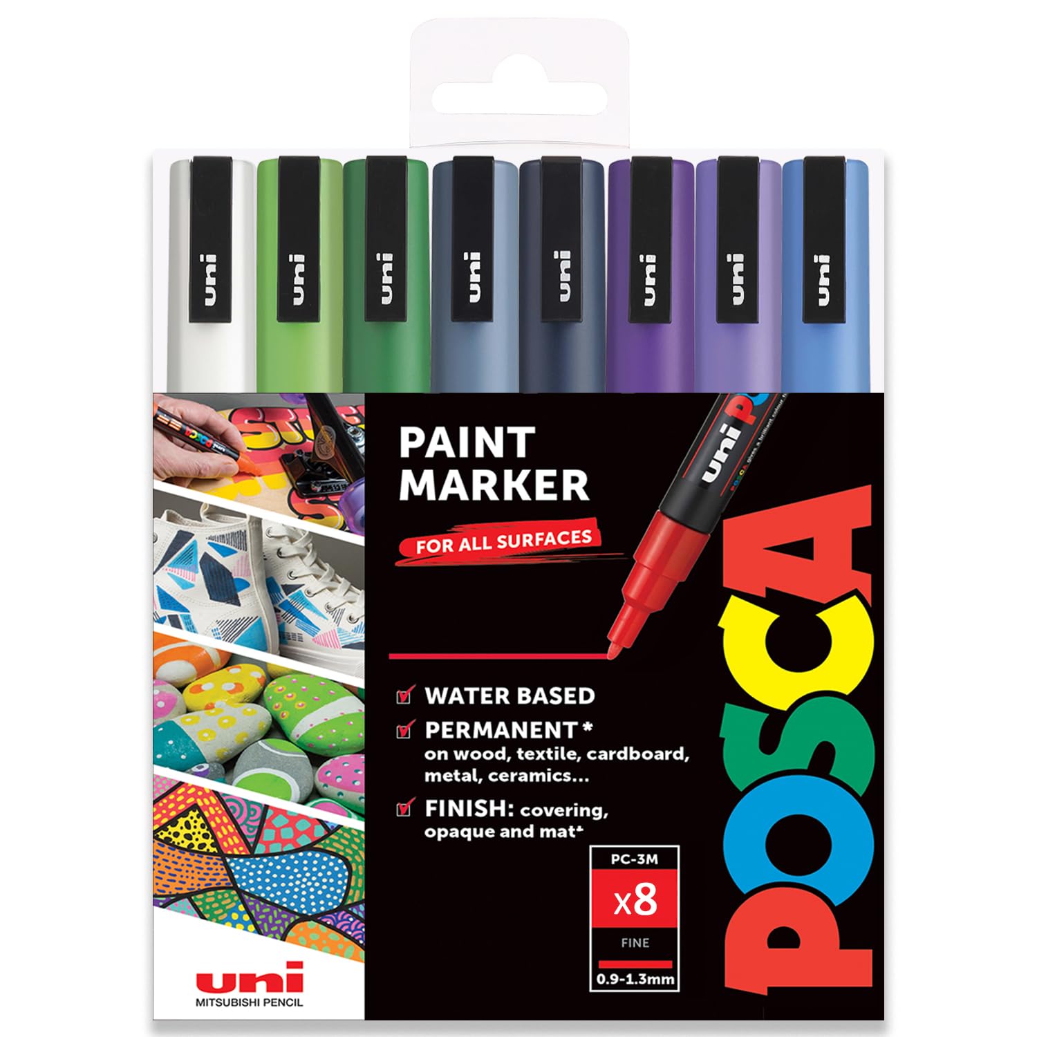 Posca - PC-3M - Rotuladores de pintura - 0,9-1,3 mm - Tonos de invierno juego de 8 en cartera de regalo