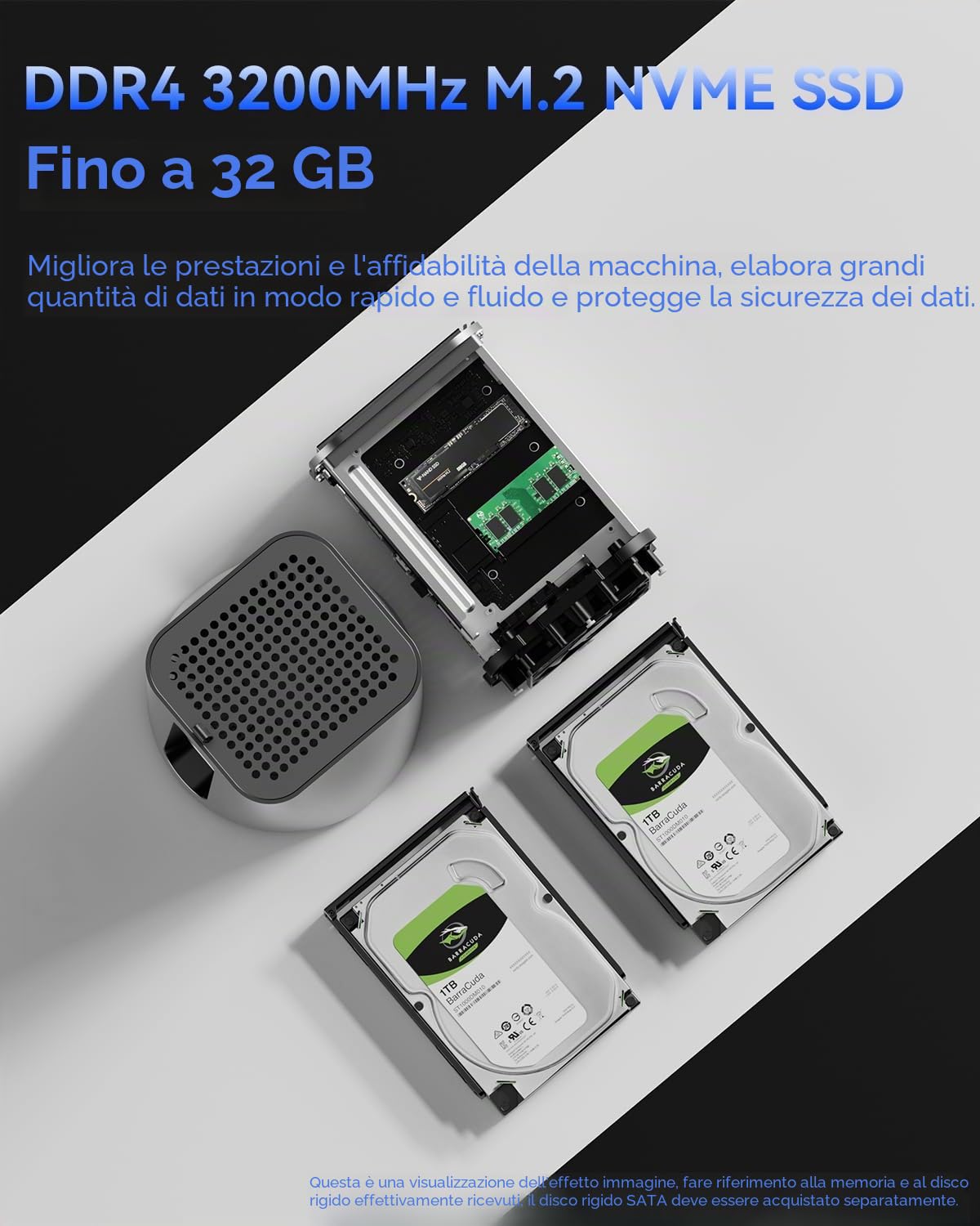 AOOSTAR R7 2-Bay Desktop NAS, Ryzen 7 5825U Mini PC da gioco