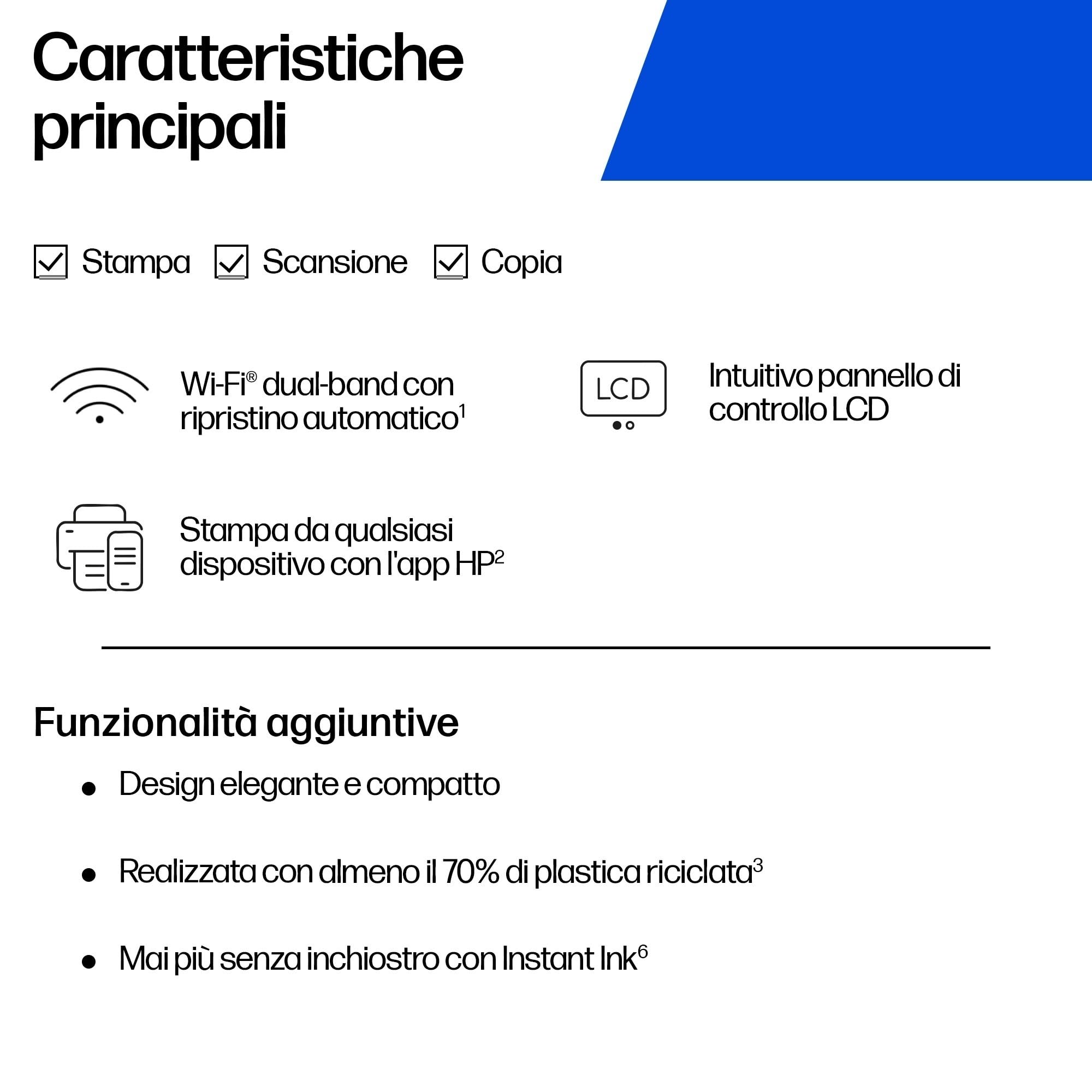 HP DeskJet 2920 Stampante Multifunzione a Getto d'Inchiostro A4 Colori Wi-Fi, 7,5 ppm, Instant Ink Inclusa, Nera