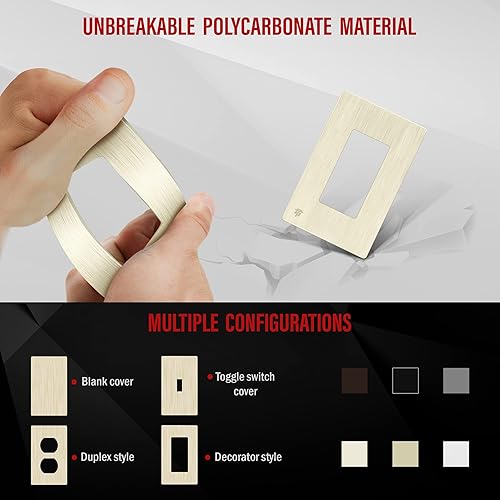 Miniatura 593 de ENERLITES SI8834-BK - Placa de pared decorativa sin tornillos, cubierta de enchufe segura, 4 entradas, 4.68 x 8.30 pulgadas (alto x largo), Negro