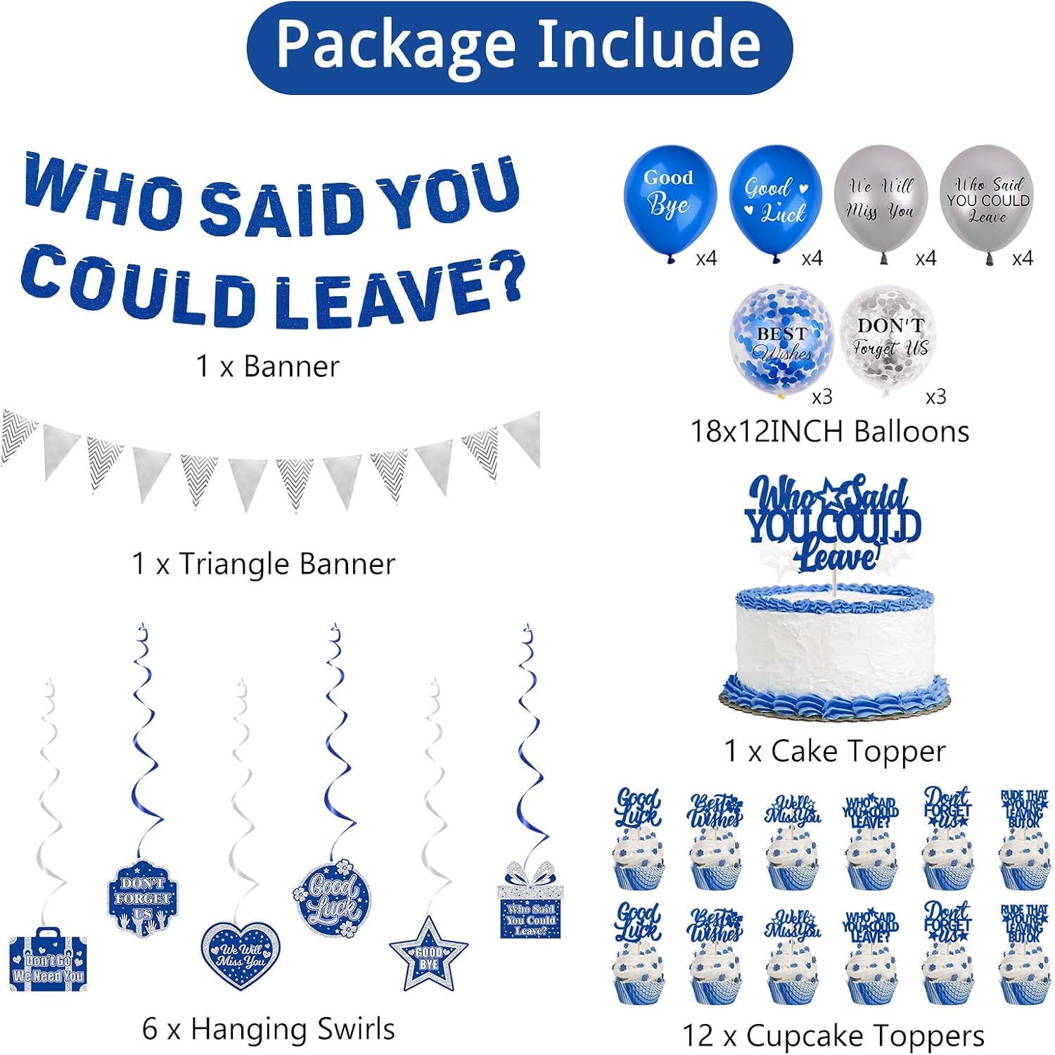 Roetyce Blue Silver Farewell Party Decorations, Who Said You Could Leave image 2
