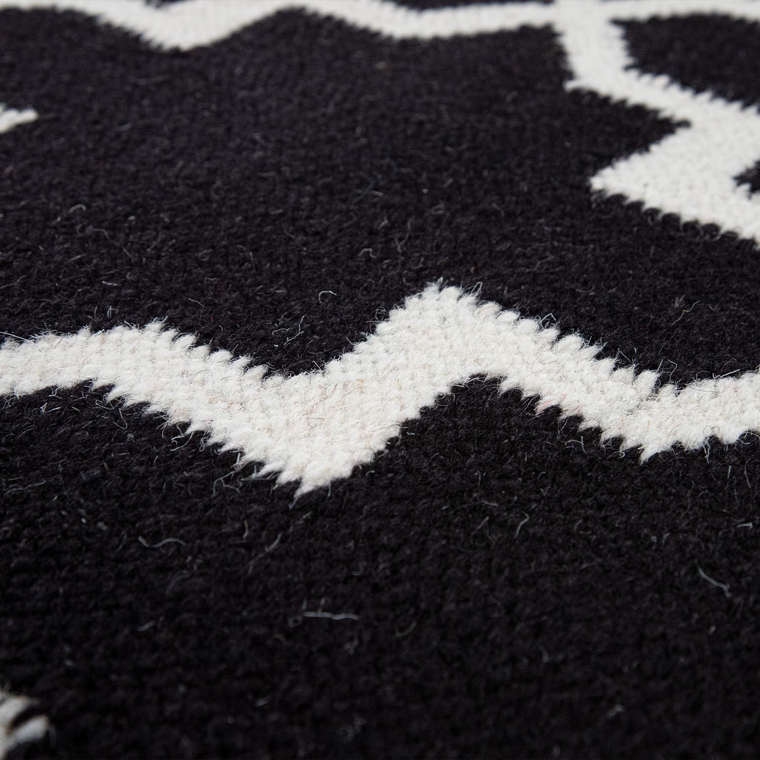 TT Home Tapis Salon Design Oriental Tissé Main avec Franges Laine Noir, Dimension:120x170 cm