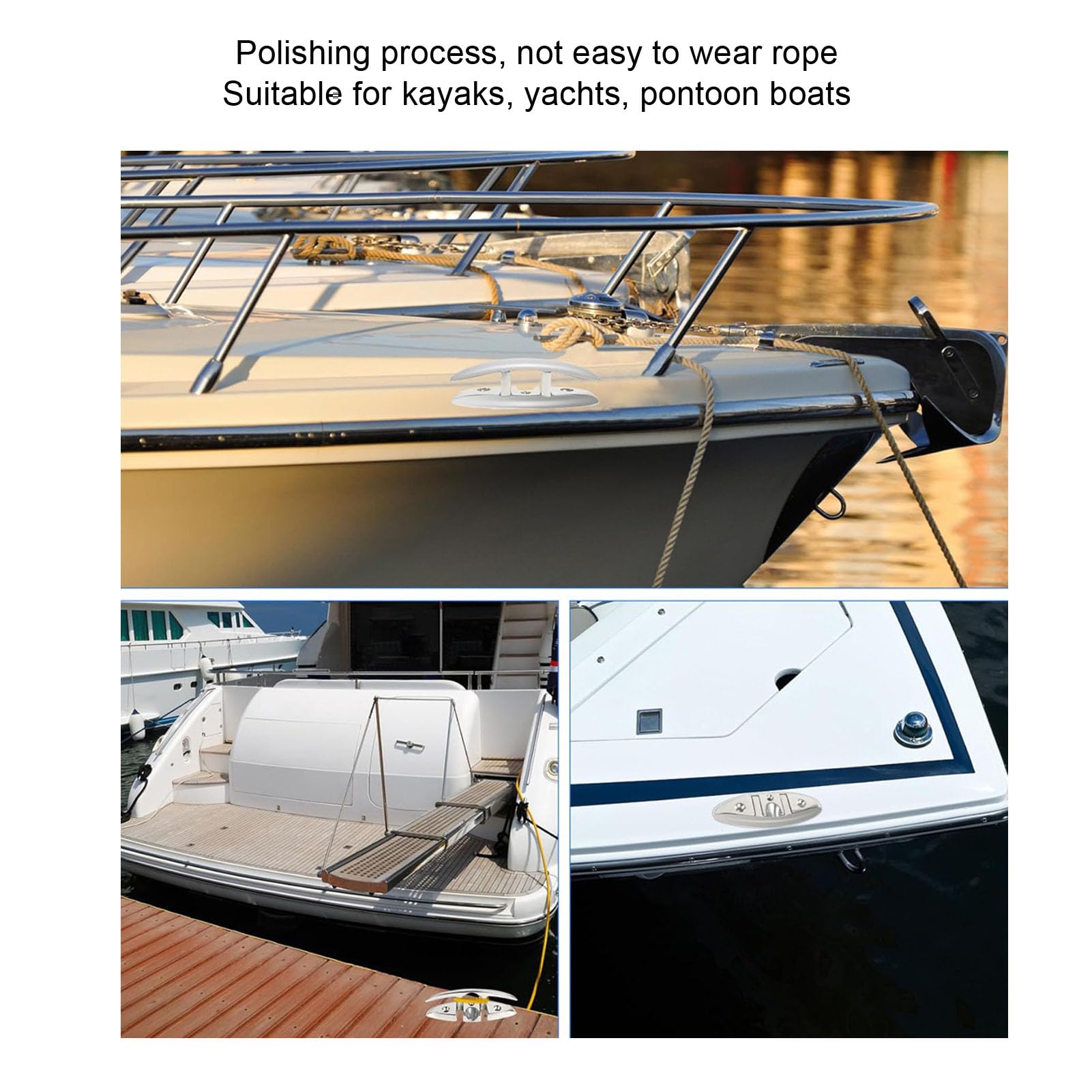 Ausla Klappbare Bootsklampe, 2 Sets 6 Zoll Flip-Up-Anlegerklampen aus 316 Edelstahl mit Gegenplatten für Kajak, Yacht, Pontonboot