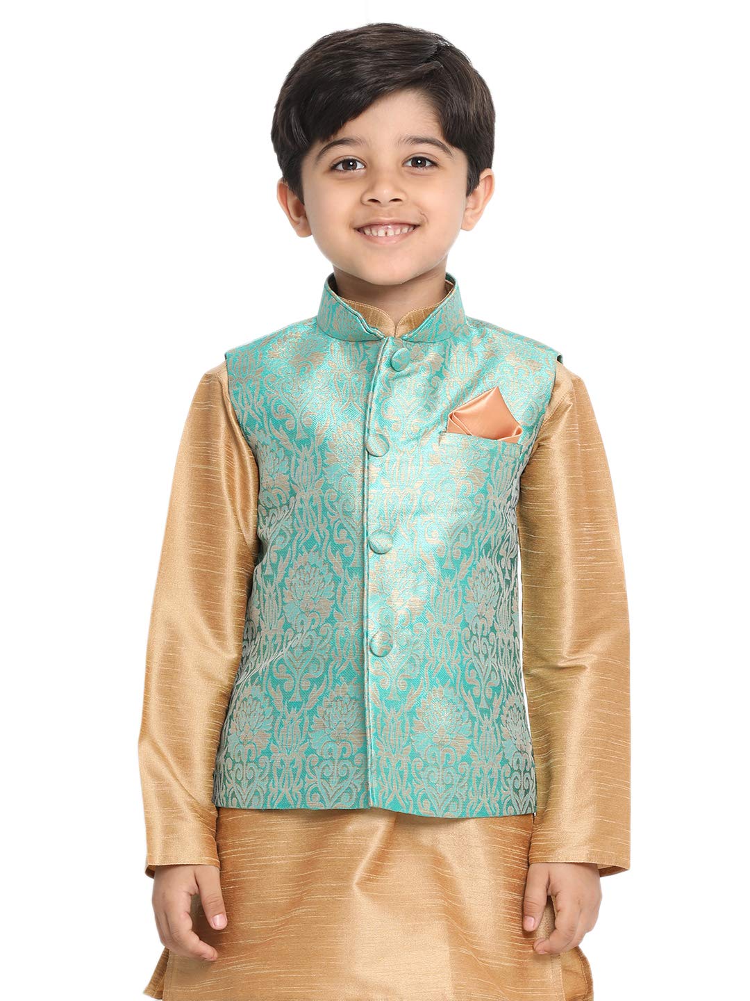 Jbn Creation Boys' Green Silk Blend Kurta And Pyjama Set_Vasbj024Gn_14