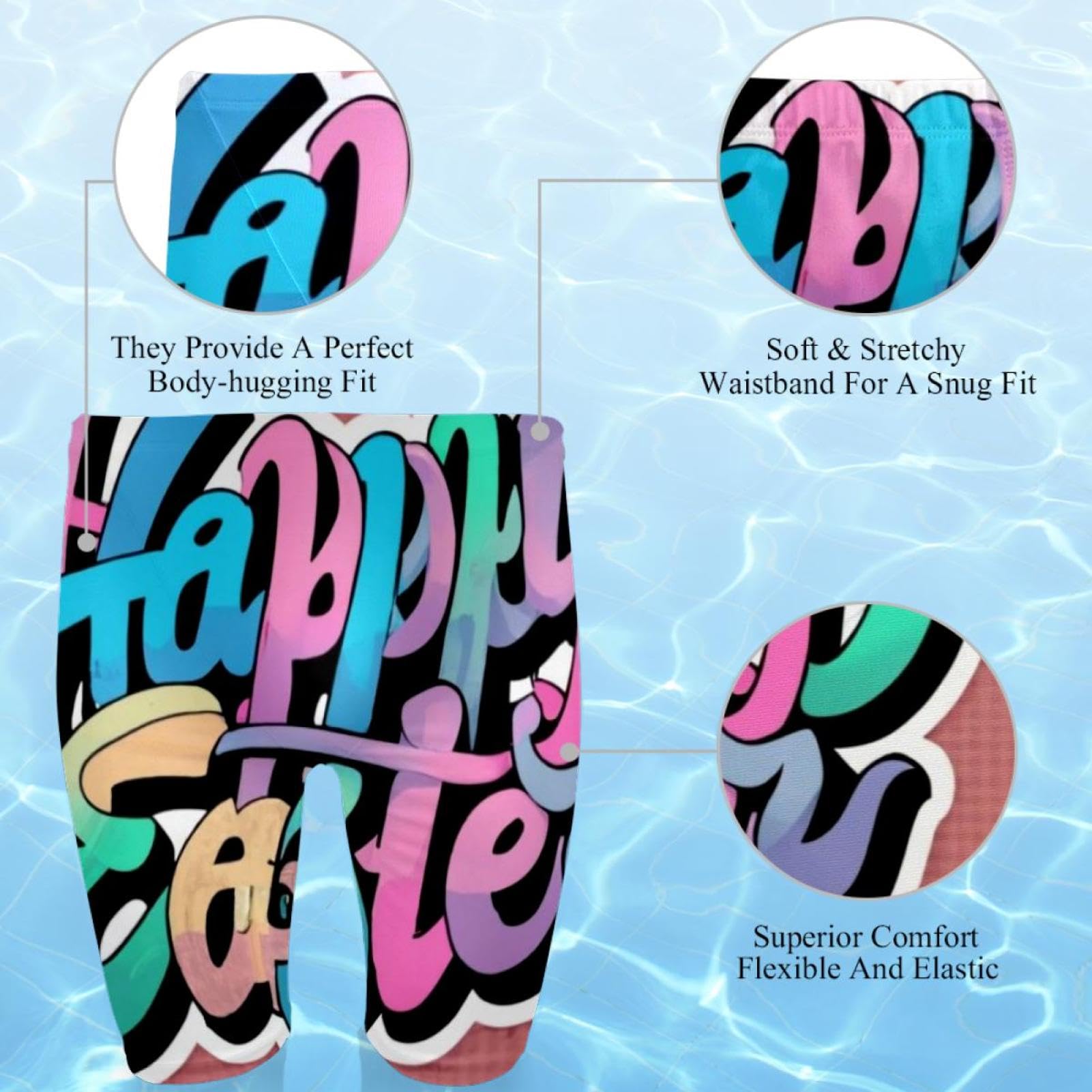 Happy Easter Swimsuit for Men & Boys,Competition Lap Swim Suit, Square Leg Endurance Training Multicoloured