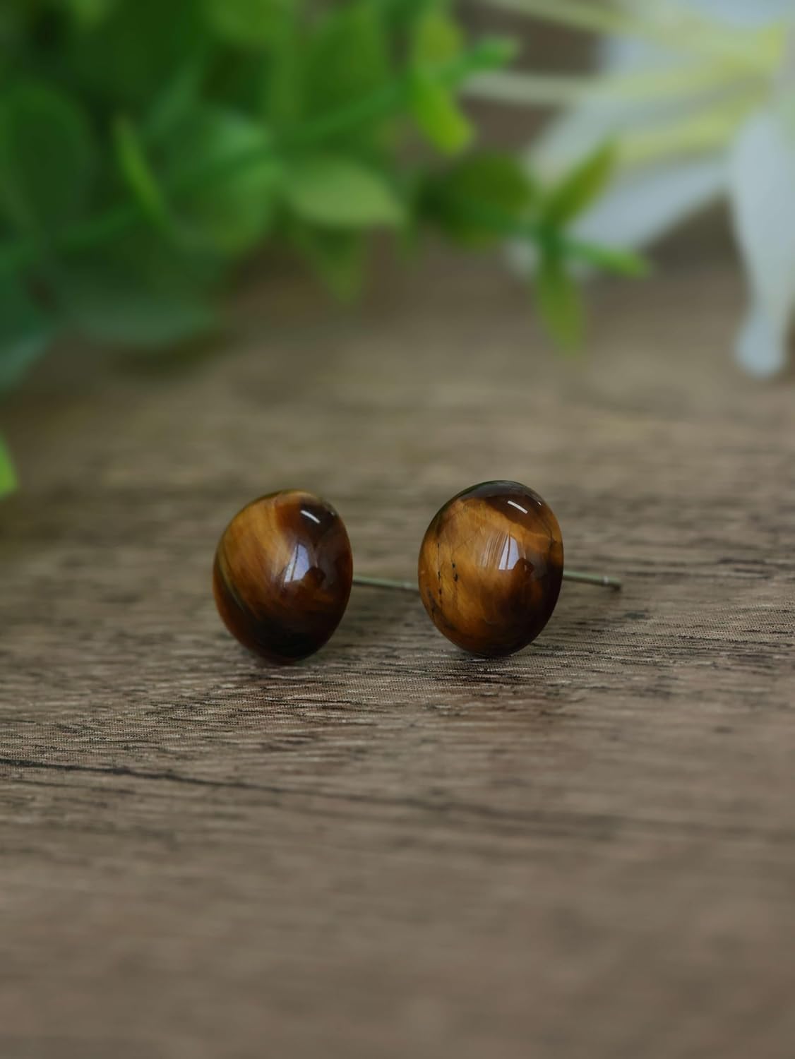 Gemstone Studs - Real Jade Jewelry for Women - Sage Light Green Stone Earrings - Hypoallergenic - Ball Earring Post 6mm, 8mm - Lapis Lazuli - Tiger Eye - Flat Back Large 12mm Earring - Handmade - Gifts for Anniversary - Graduation - Back to School - Teacher Appreciation - Mens Birthstone Birthday Gift - Image 7