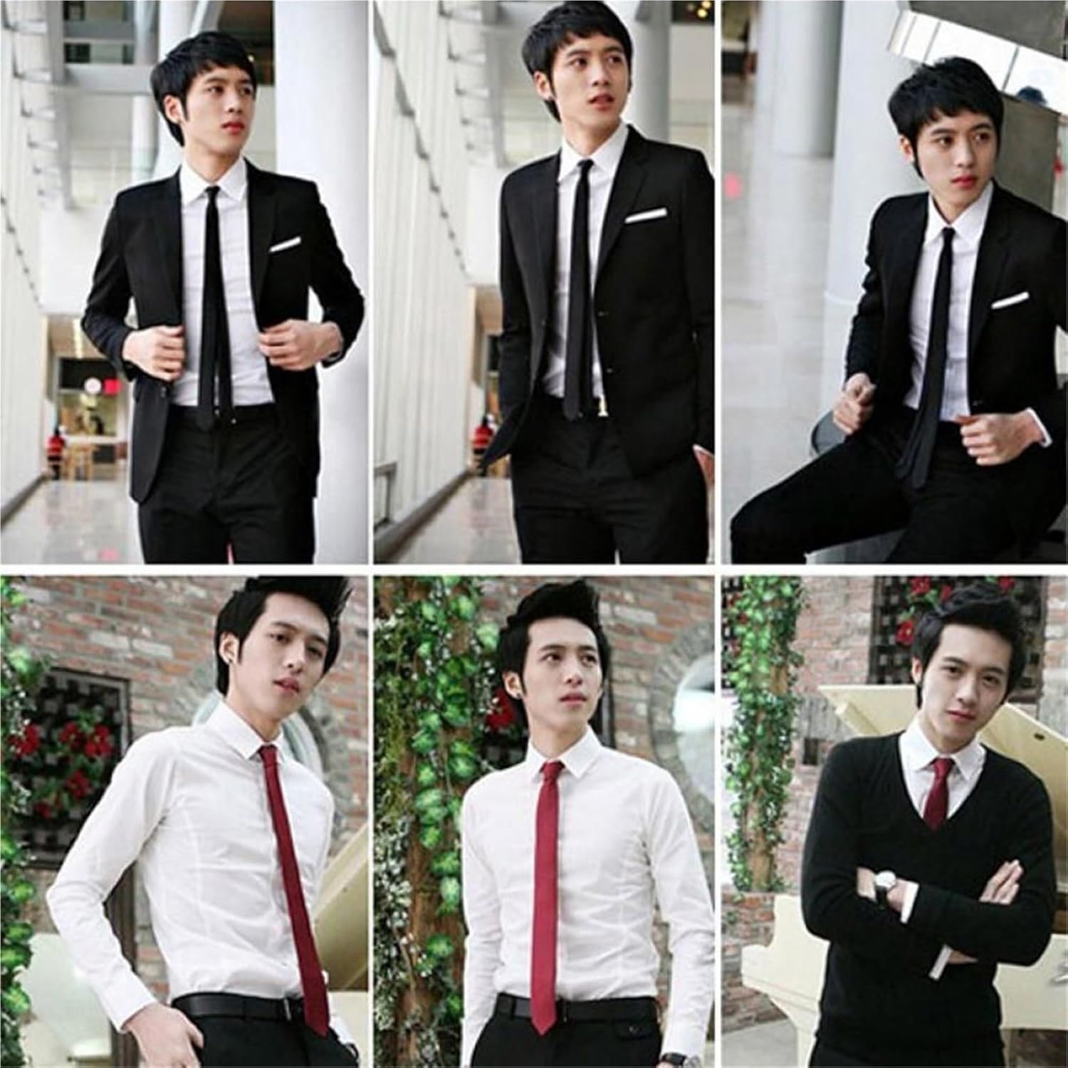 Men's tie Casual Slim Plain Mens Solid Skinny Neck Party Wedding Tie Silk Necktie