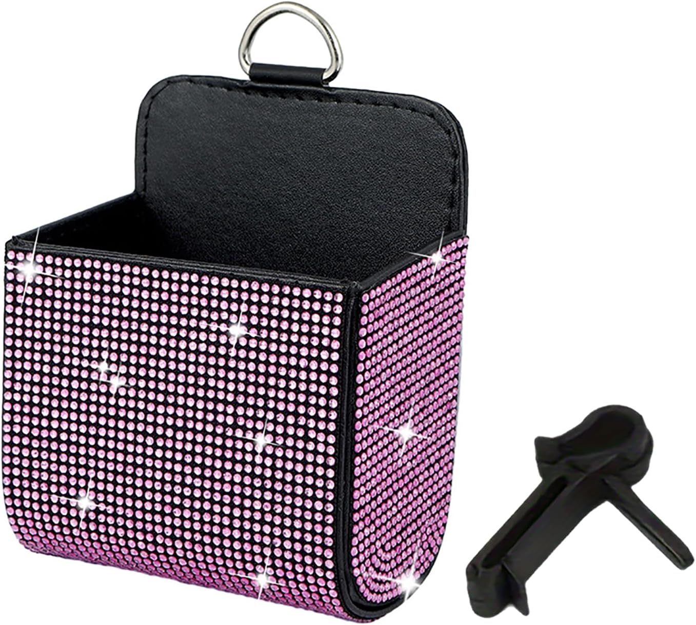 Rhinestone Car Air Vent Storage Bag Organizer Pocket, Vehicle Hanging Storage Pouch for Phone Key Sunglasses, Vehicle Dashboard Pocket,Keep Your Car Clean & Organized