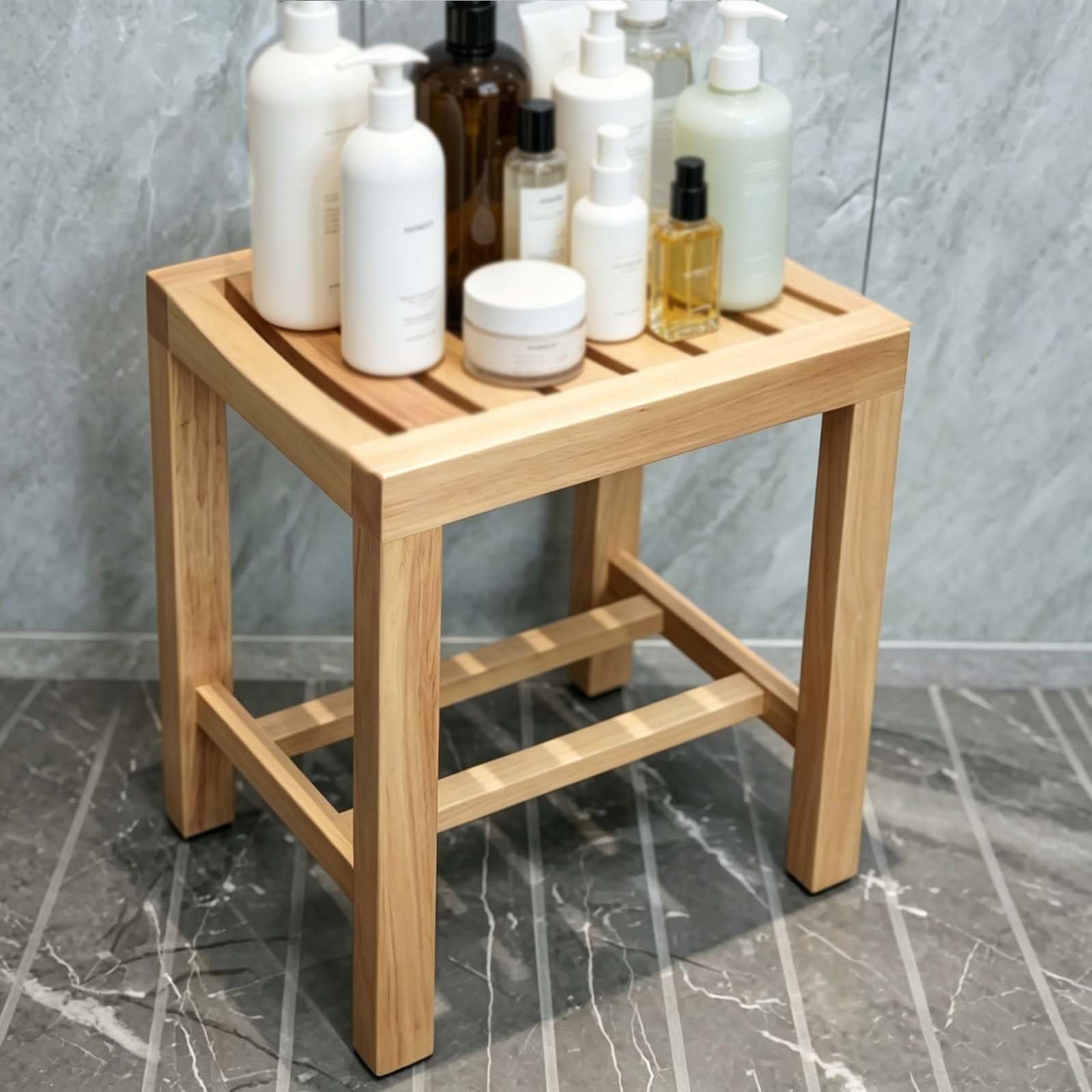 Taburete Ducha, Impermeable banqueta baño，Madera Maciza Antideslizante, Ancianos sillas para la Ducha para hoteles, saunas, spas, Personas Mayores