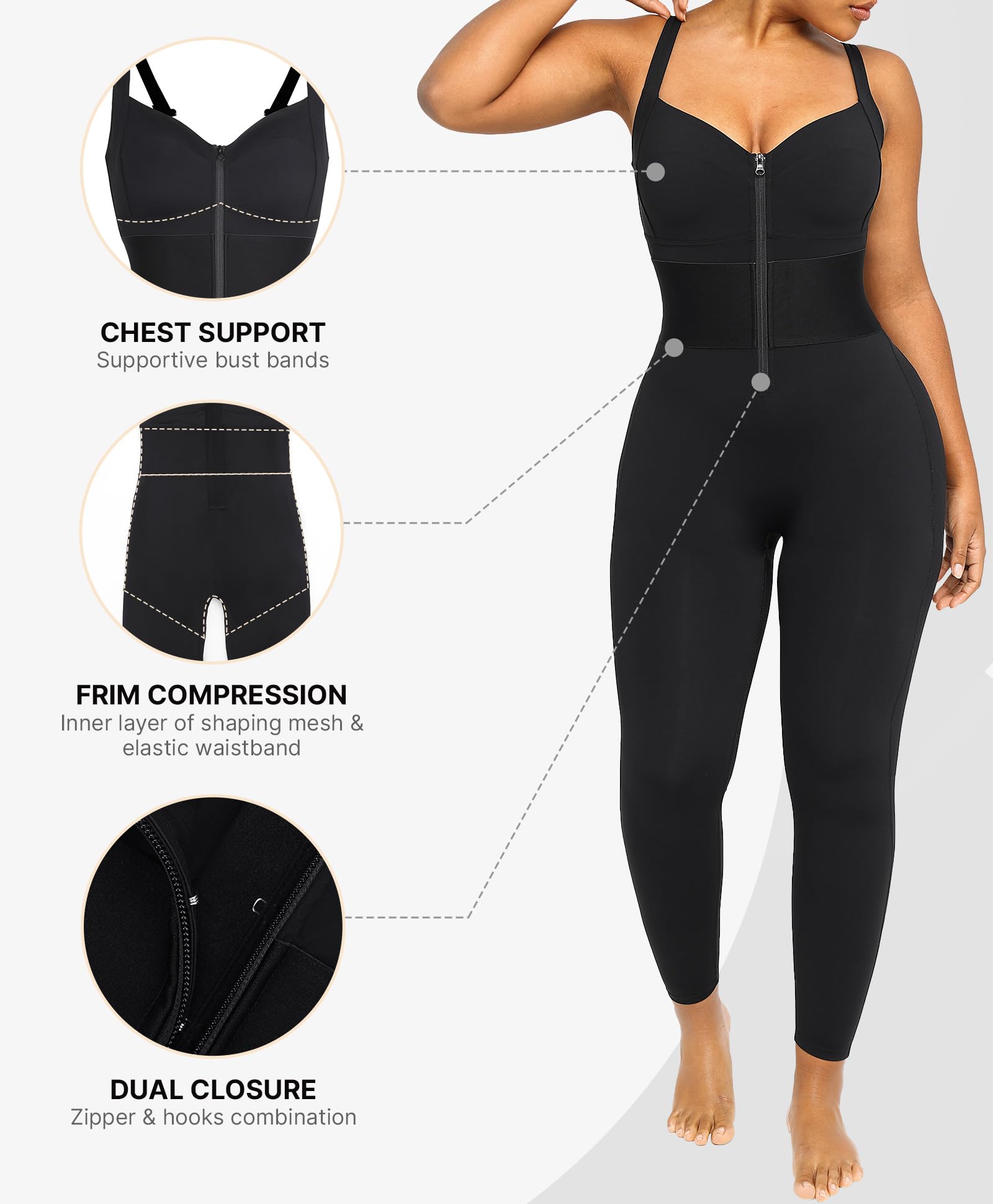 SHAPELLX Jumpsuits for Women Tummy Control One Piece Outfit Yoga Athletic Rompers Sleeveless Bodycon Shapewear