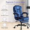 ELFORDSON Massage Office Chair for Home Office, Executive Desk Chair 77 cm High Back 150° Recliner Tilt Function Padded Swivel, Velvet Blue, 2-Point Massage