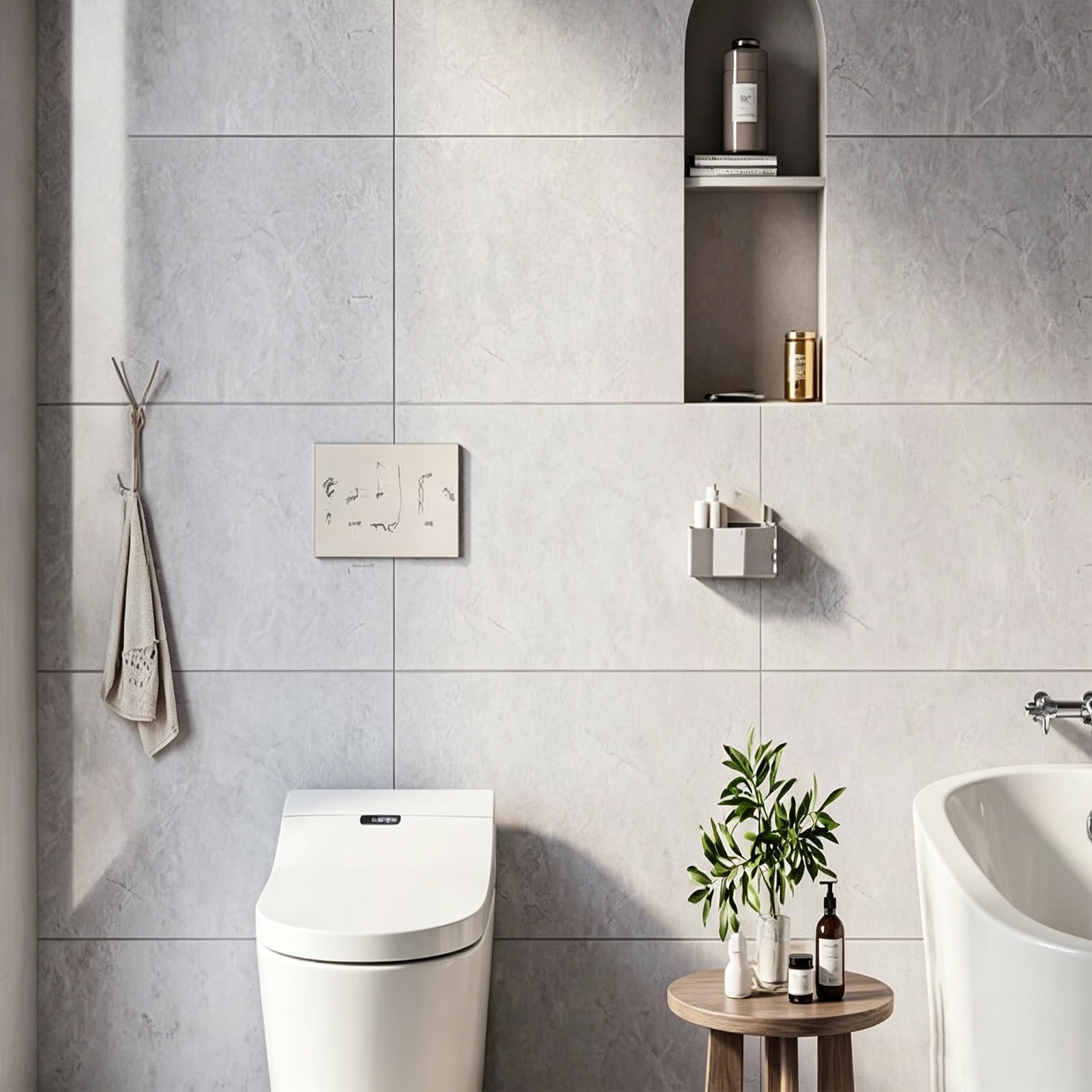 Revestimiento Adhesivo De PVC con Efecto Mármol (no Es Azulejo Real)(Gray -B,60x30cm 2 Pieces)