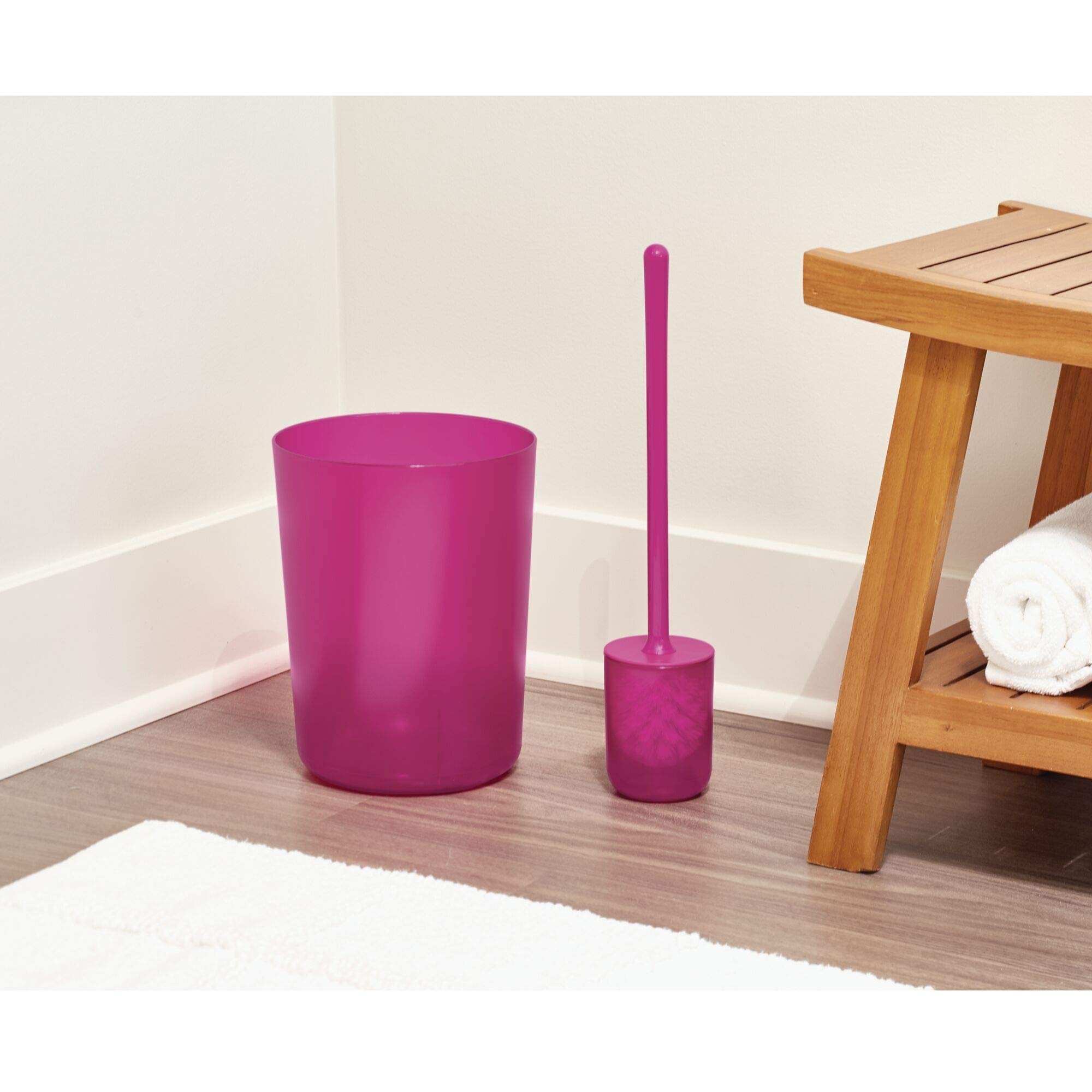 iDesign Round Plastic Trash Can for Bath, Bedroom, Office - The Finn Collection – 7.64" x 10", Magenta: Magenta 7.64" x 10" Pack of 1