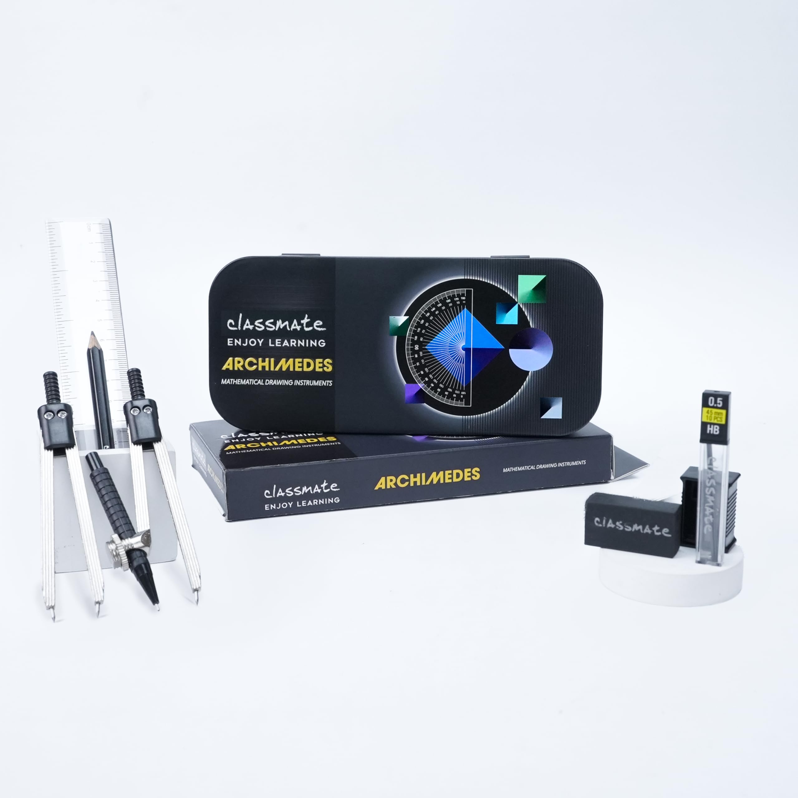 Classmate Archimedes Geometry Box | Die- Cast Compass | Mechanical Pencil | Double sided tray — Amazon image 7