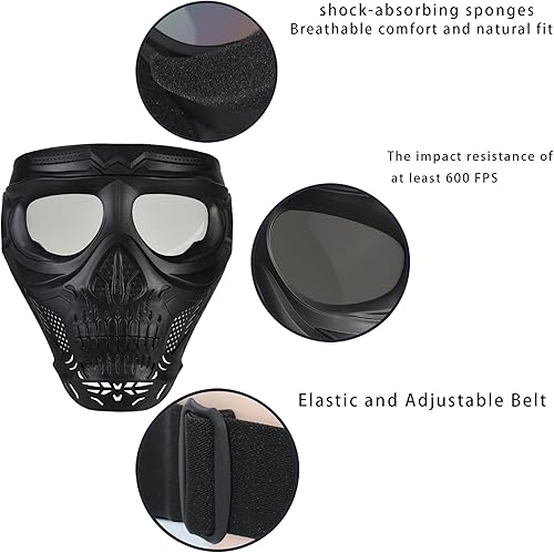 Miniatura 4 de Máscara de calavera Airsoft de cara completa, máscara de paintball, máscara táctica, máscara negra antivaho para motocicleta, gafas de motocross
