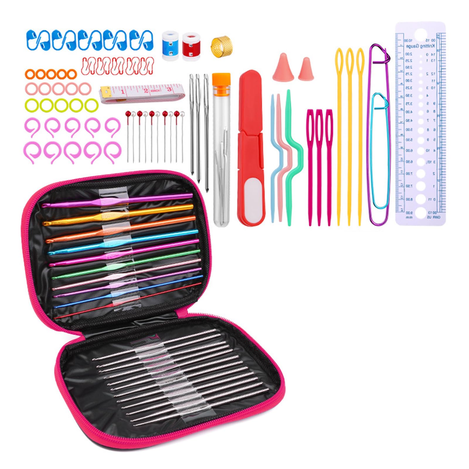 Tsophreniq Ergonomic Crochet Hook Sewing Needle Knitting Accessories Set with Crochet Bag for Beginner Hobbyist Knitting Project Needle