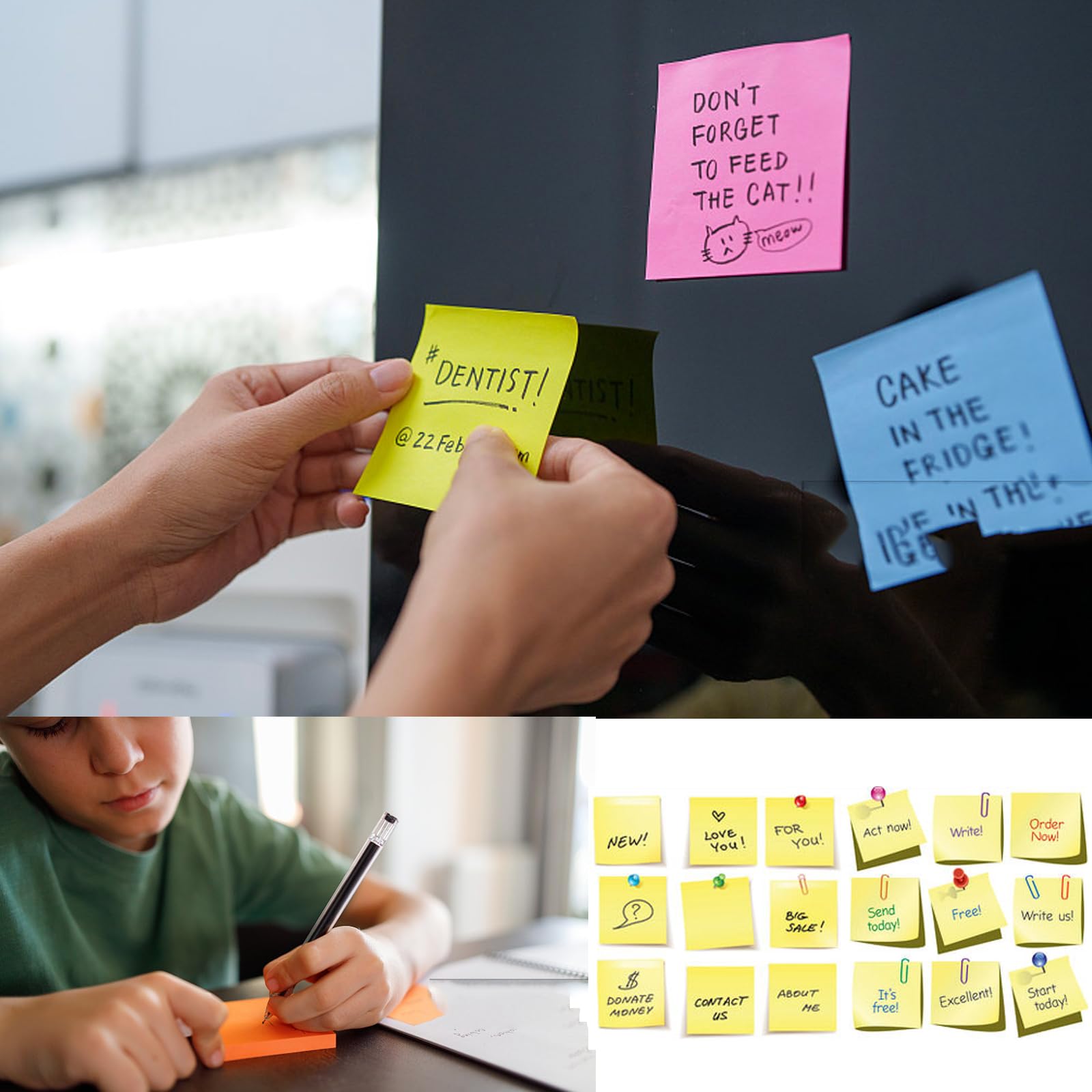 100 Blöcke Haftnotizen 76mmx76mm Bunte Sticky Notes 75 Blätter/Pad 20 Farben, Klebstoff Selbstklebende Mehrfarbige Memo-Notizpolster für Lehrer Schüler Schule Büro Sitzung leere Schreibtisch Pads