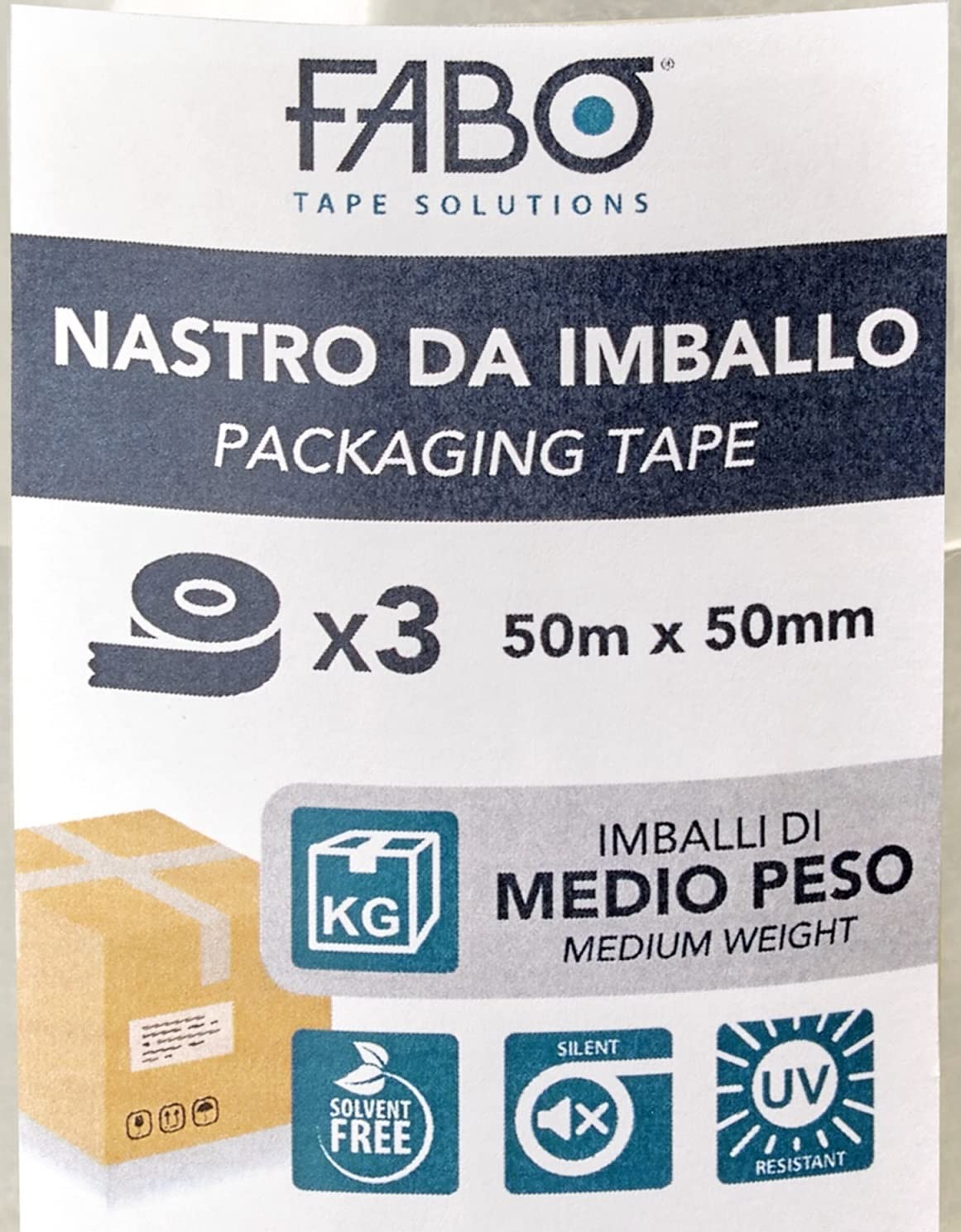 Nastro Da Imballaggio Marrone Fabo - 3 Rotoli 50mm X 50m, Ecologico A Base Acqua, Made In Italy - Foto 9
