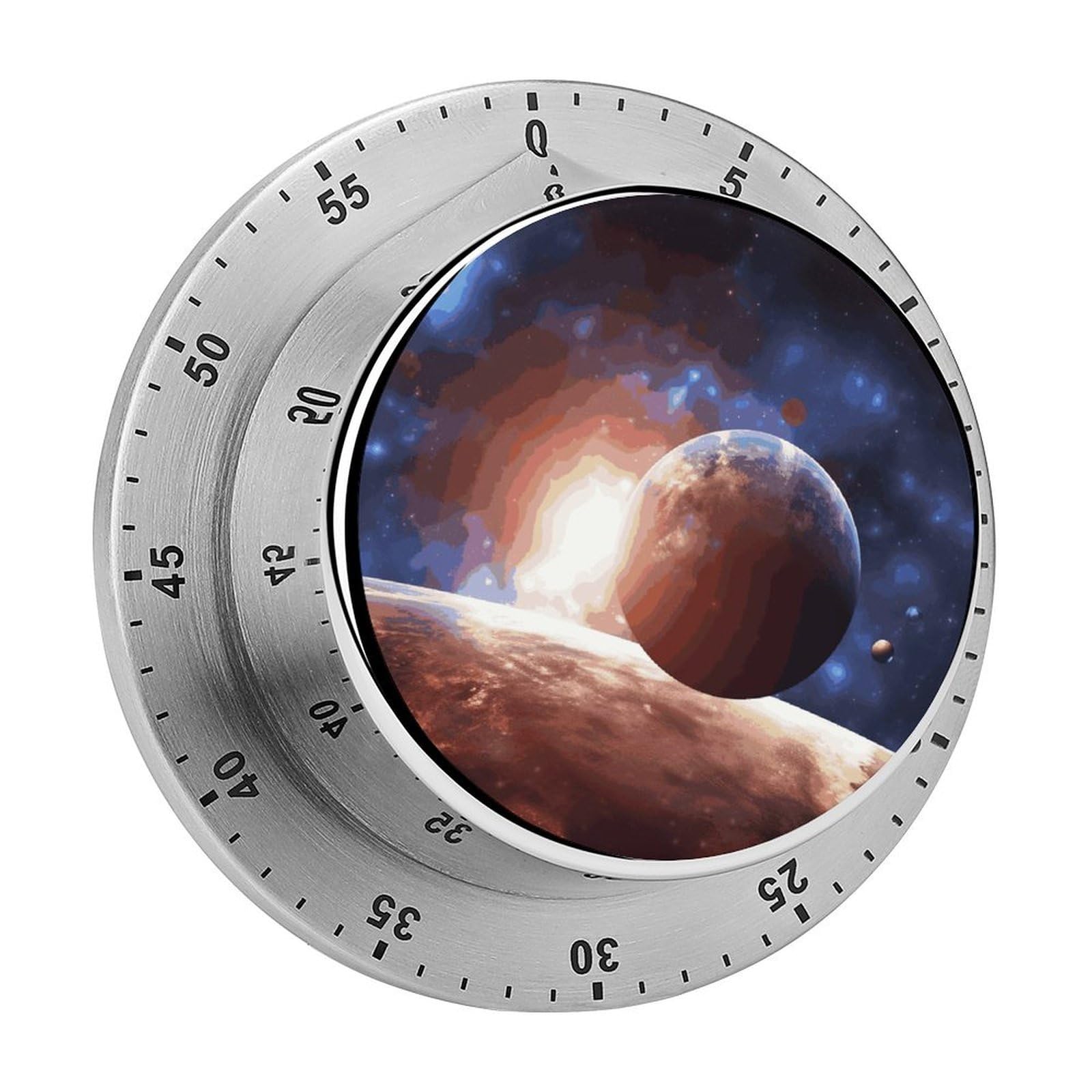 Planets in Space Background Visual Timer Cute Desk Timers No Batteries Required Magnetic Indoor Countdown Timers Loud Alarm Exquisite Manual Time Timer Clock for Gift