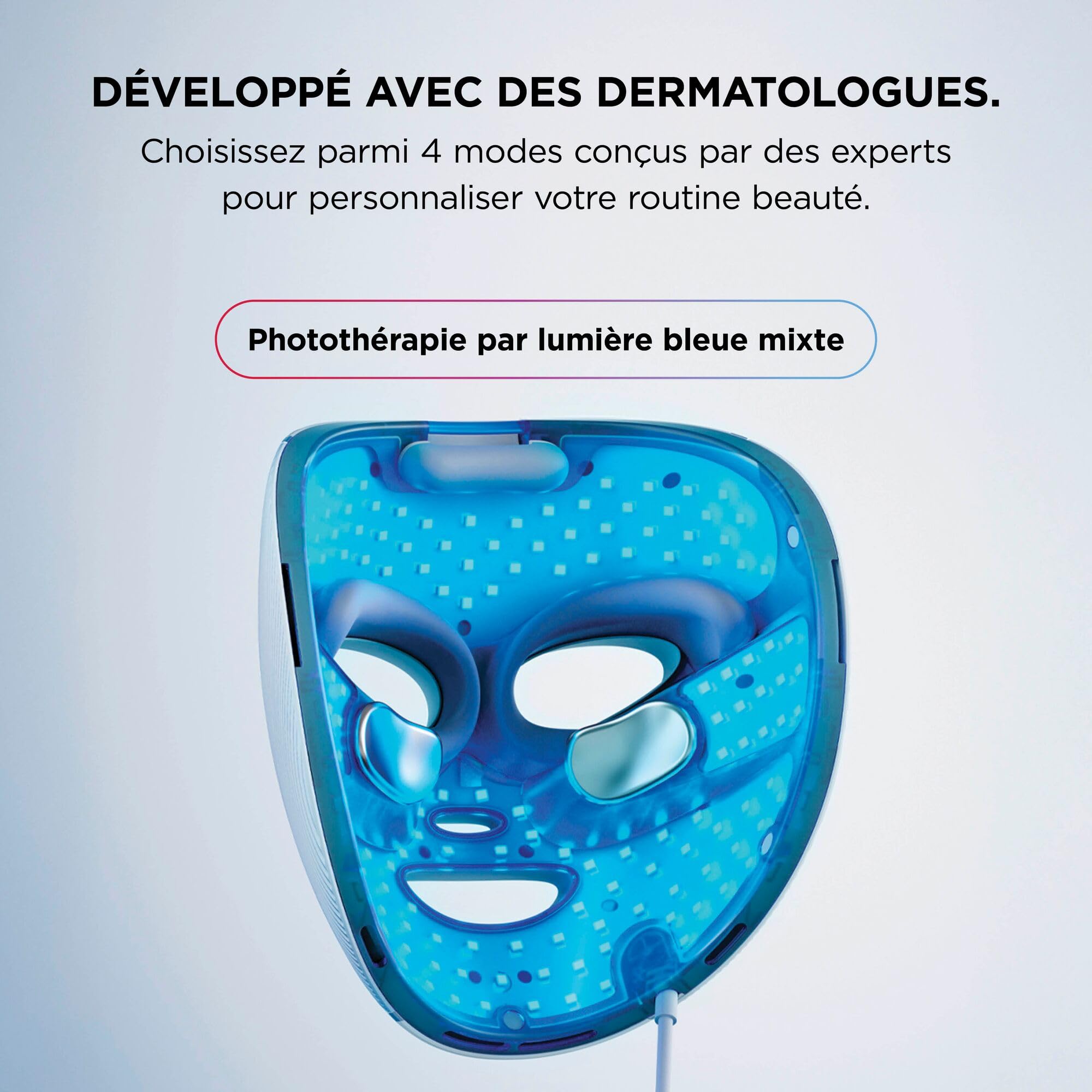 Masque LED Shark CryoGlow avec rafraîchissement du contour des yeux, LED rouge et bleue, Photothérapie par lumière infrarouge, USB-C, Télécommande + Stand de recharge du masque - Lilas XSKACS300EUPL