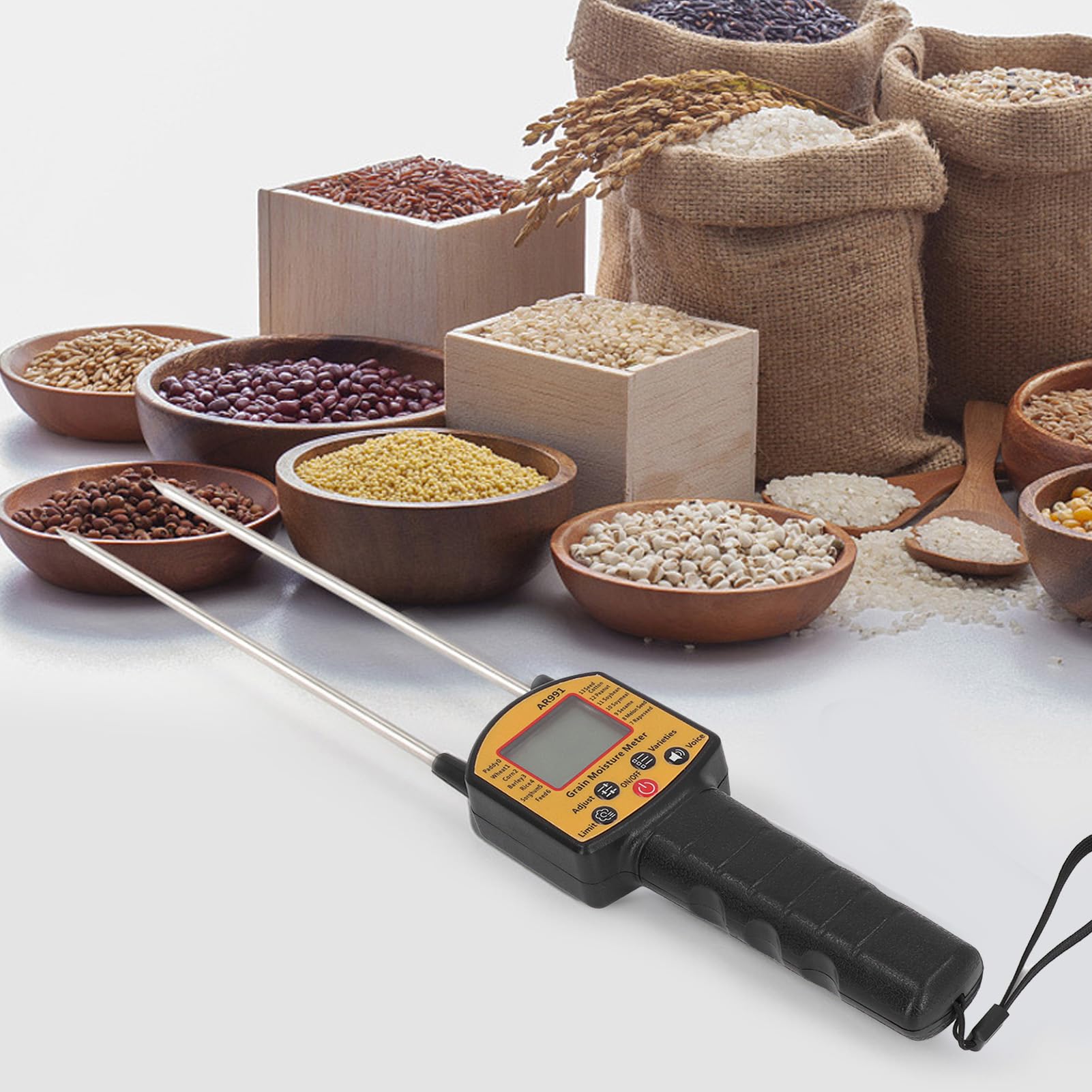 Tester Digitale per Misuratore di umidità per Cereali, Misuratore di umidità Multifunzionale, Misuratore di umidità per Cereali, Mais, Pepe, caffè, Cacao, Fave, Prevenendo Muffe