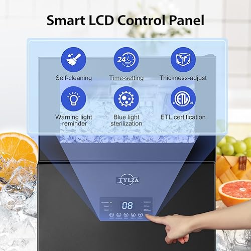 Miniatura 2 de TYLZA Máquina de hielo comercial debajo del mostrador, 130 libras24 horas con capacidad de almacenamiento de hielo de 35 libras, máquina de hielo