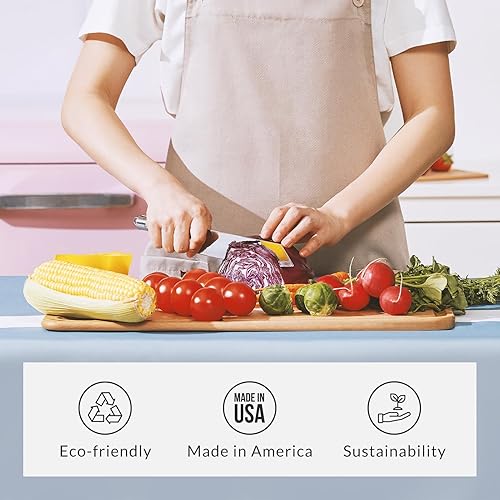 Miniatura 6 de Tabla de cortar de fibra de madera con código de color de la serie premium, apta para lavavajillas, fabricada en Estados Unidos, icono de comida,