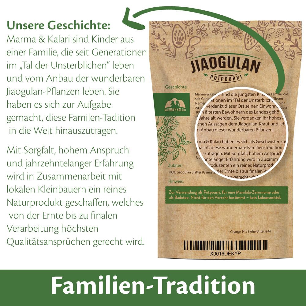 Jiaogulan Kraut der Unsterblichkeit (150g) • Ohne Stängel • handverlesenes Unsterblichkeits-Kraut getrocknet in höchster Qualität