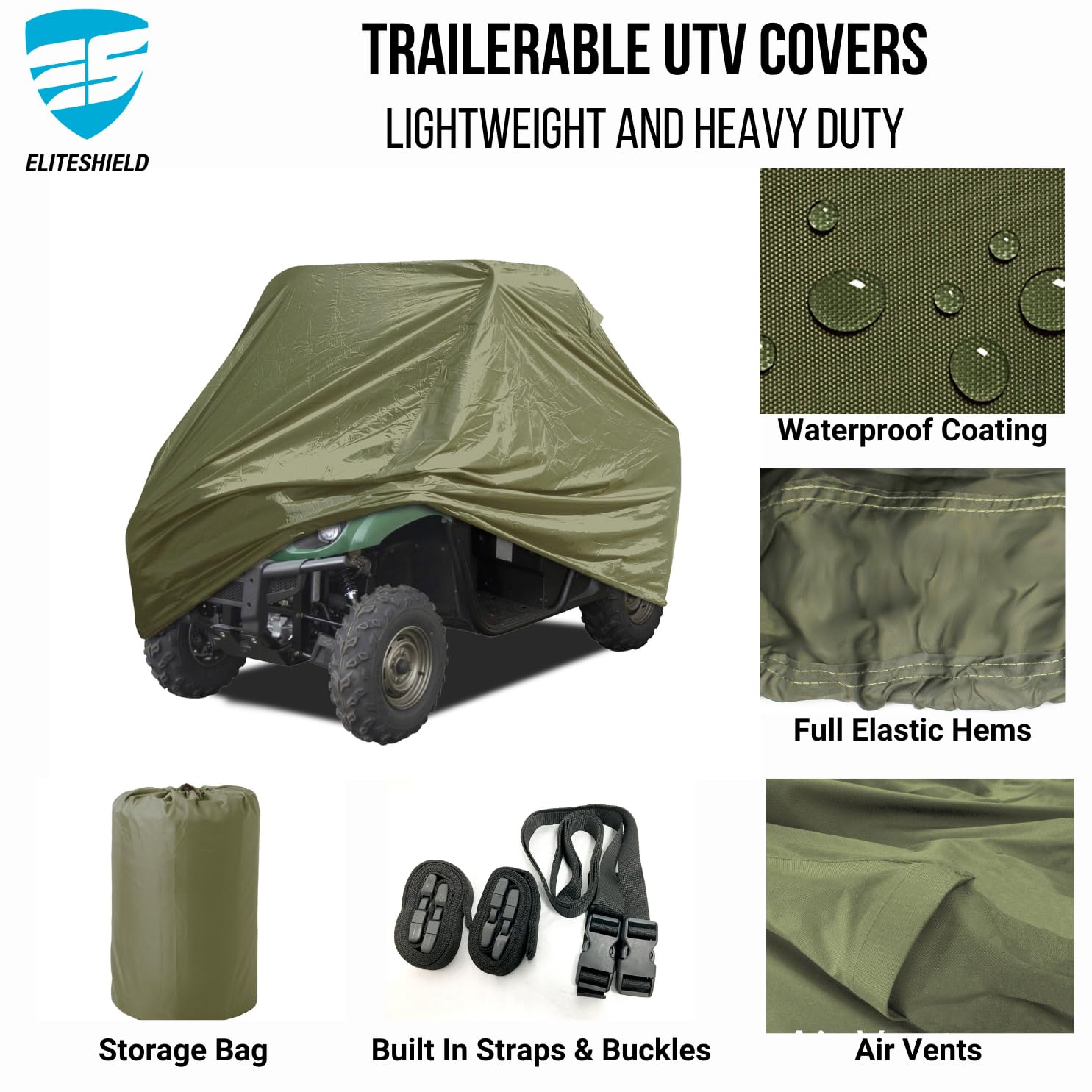 Amazon.com: EliteShield Waterproof Quad 4x4 UTV Cover, All Weather