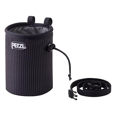 Petzl - Sac à magnésie de Forme Ronde Bandi - Serrage Central par Cordon et Tanka, Chalk Stripes, Double Porte-Brosse en Textile