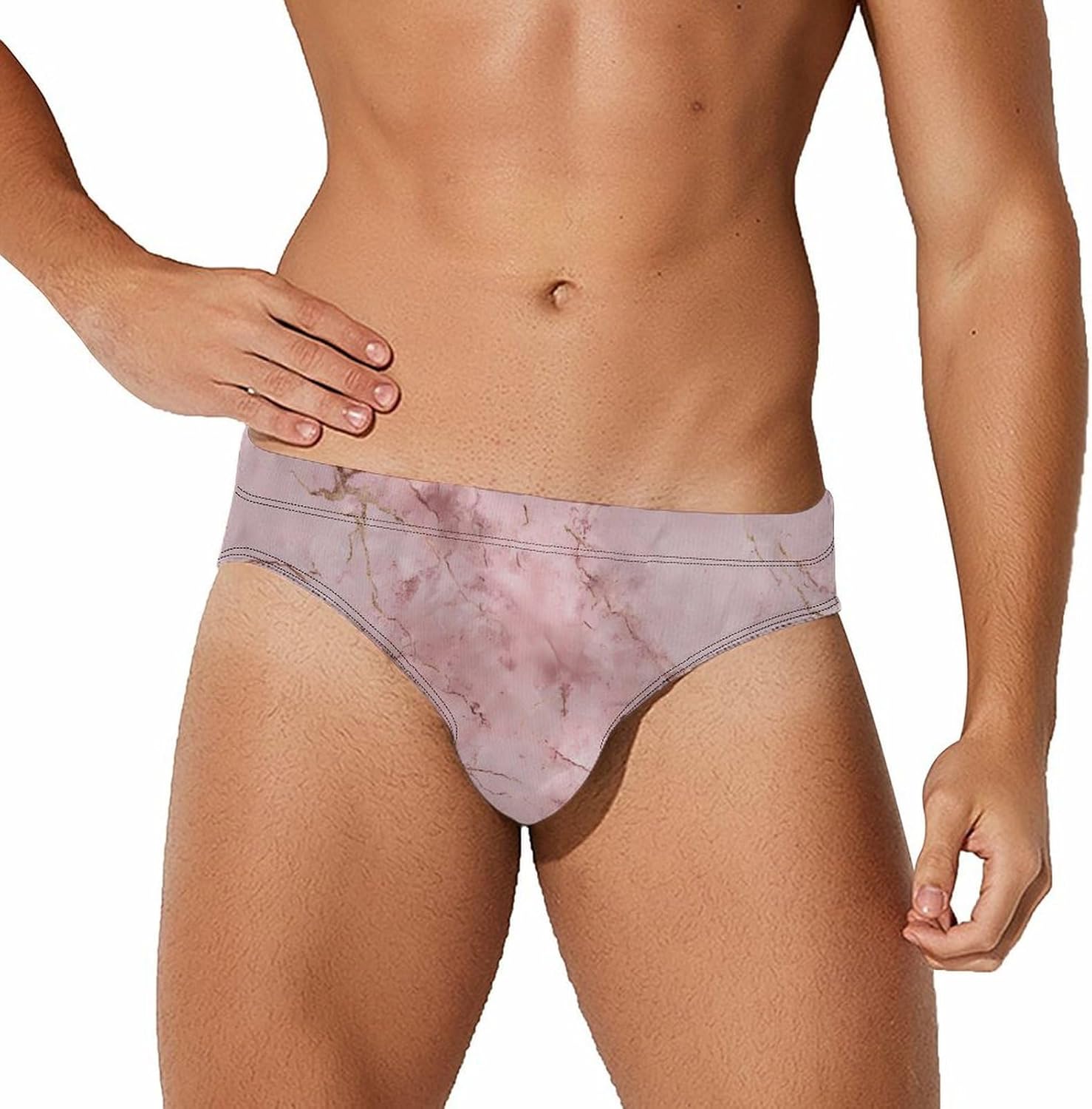 Rose Gold Marble Texture Men's Swimwear Bikini Swimming Briefs Stretchy Swimsuits Board Surf Shorts Trunks