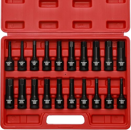 CASOMAN Juego de brocas hexagonales de impacto Drive Master de 1/2 pulgada, destornillador hexagonal, SAE/métrico, 1/4" - 3/4", 0.236 in - 0.748 in,