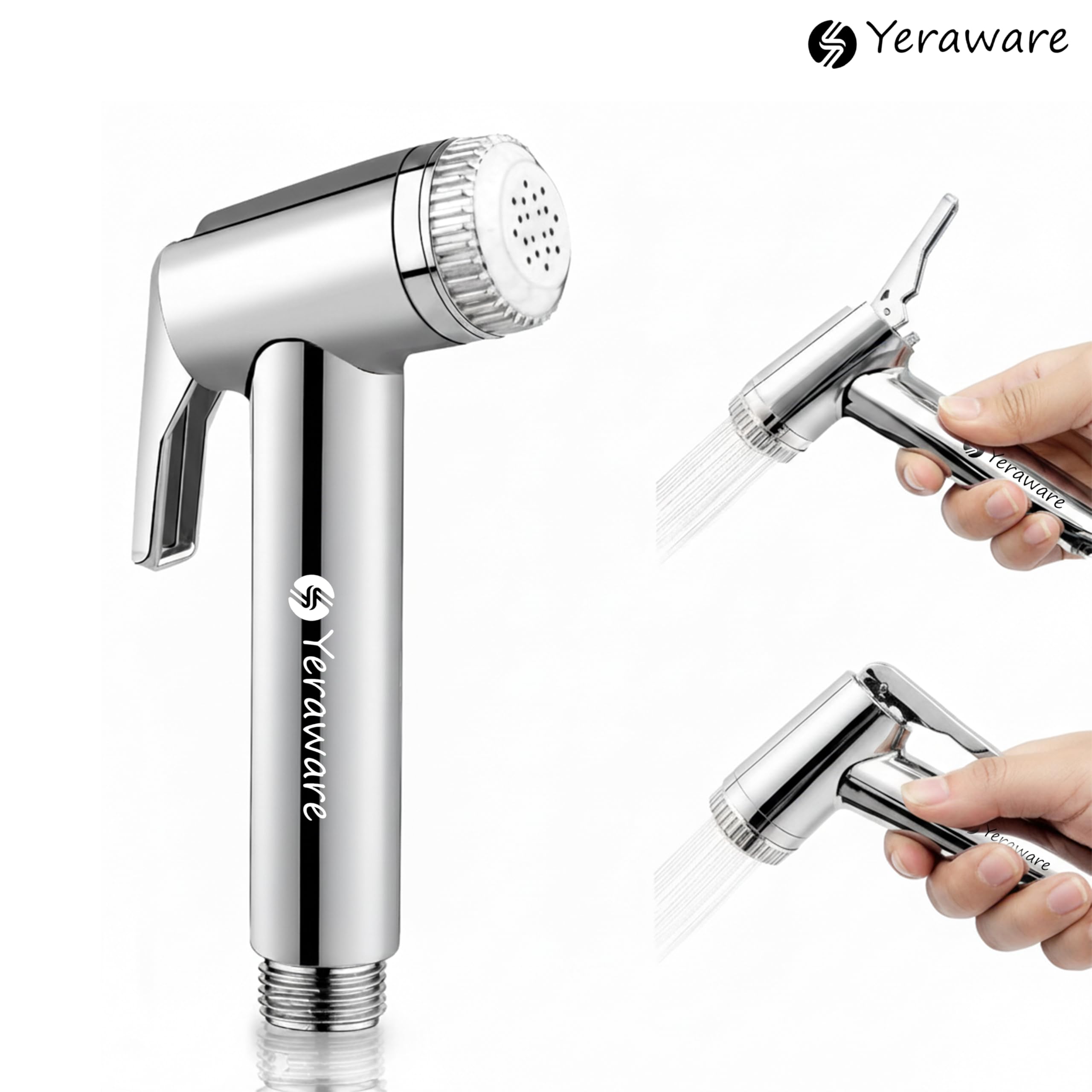 YERAWARE Handheld Jet Spray with Hose Pipe, Wall Stand & Screws | High Pressure Toilet Bidet Sprayer Set | Multipurpose Bathroom Hand Spray (39 Inch)