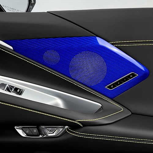 Miniatura 4 de AIRSPEED Adhesivo para cubierta de altavoz de sonido para puerta de automóvil C8 de fibra de carbono dura real, para Chevrolet Corvette C8 2020 2021