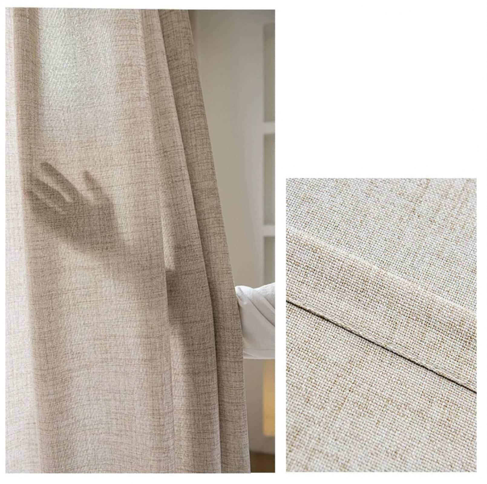 Rideaux Fenetre Chambre, Rideau Anniversaire Couleur Unie Coton et Lin Café Léger Voilage 86L x 115H CM Lot de 2