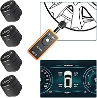 Masoll Gen 2 TPMS Sensors for Chevy Silverado GMC Buick Cadillac - 4 External Sensors + Relearn Tool, DIY Install in 5 Mins