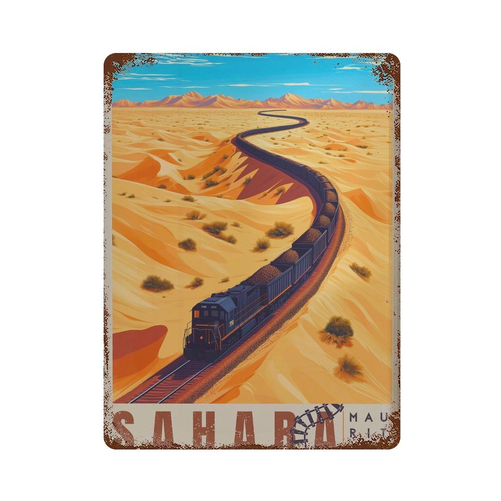 xiaoxiaoshen Sahara Desert Ore Train Mauritania Travel (2) Wall Decor Art Metal Tin Poster Modern Home Decor Art Home Bar Shop Decorations Vintage Sign 40x30cm