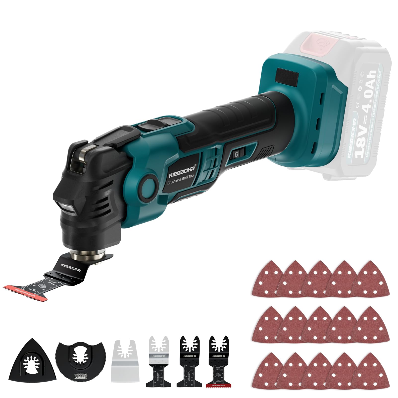 Makita Kompatibles Multifunktionswerkzeug Bürstenloser Oszillationswerkzeug 3.6° Oszillationswinkel 6000-20000 U/min