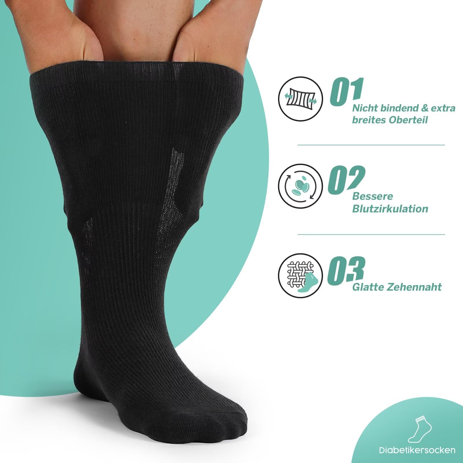 10 Paia Calzini Uomo senza Elastico Calze Donna per Diabetici Cotone Extra Larghi da Lavoro