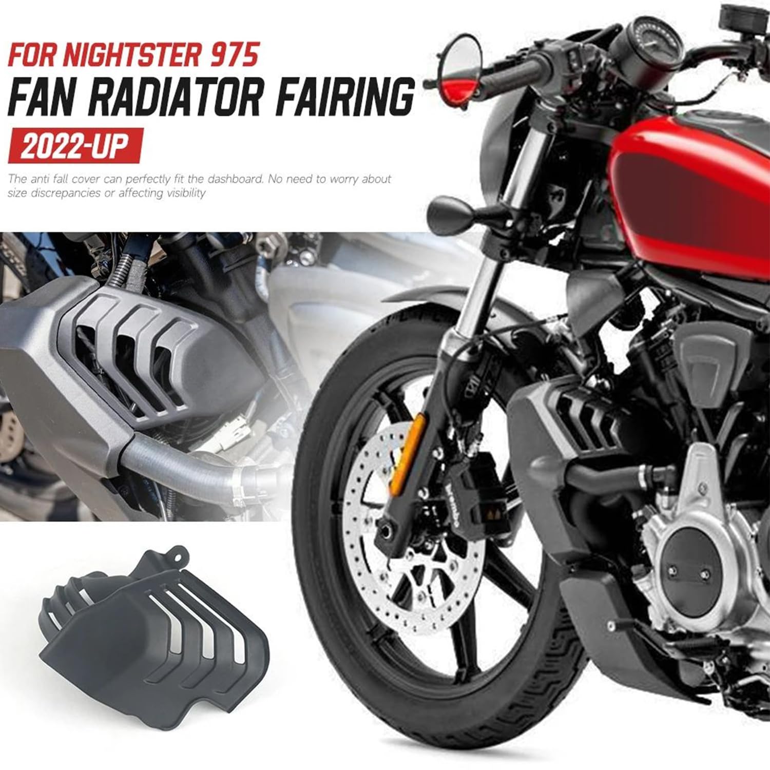 Griglia Di Protezione Radiatore In Alluminio Per Harley Nightster 975 RH975 2022-2023 – Copertura Raffreddamento Nera