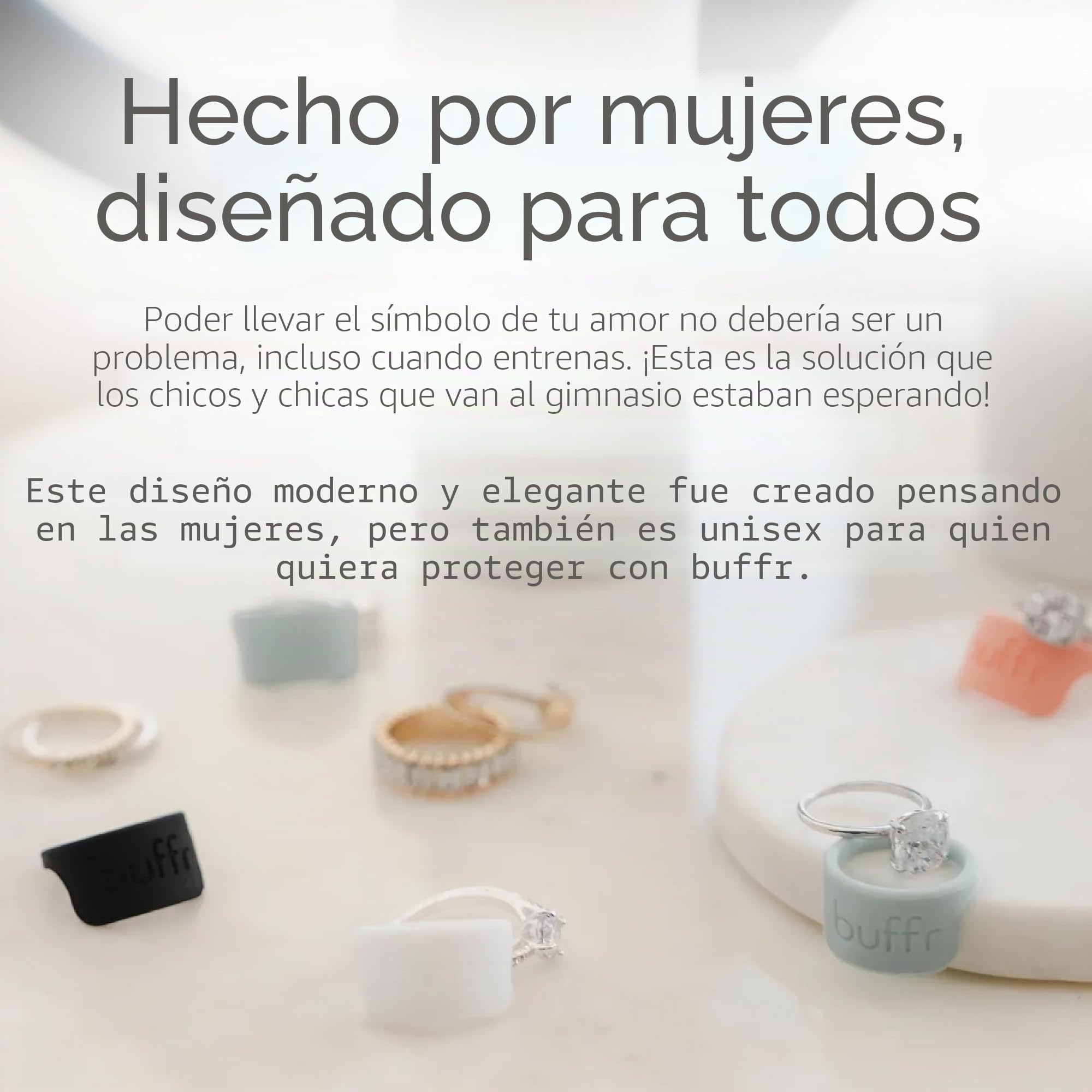 BUFFR Anillos de boda de silicona para mujer, protector de anillo para entrenamiento, anillos de compromiso y anillos de boda para levantar pesas, protector de cubierta de anillo