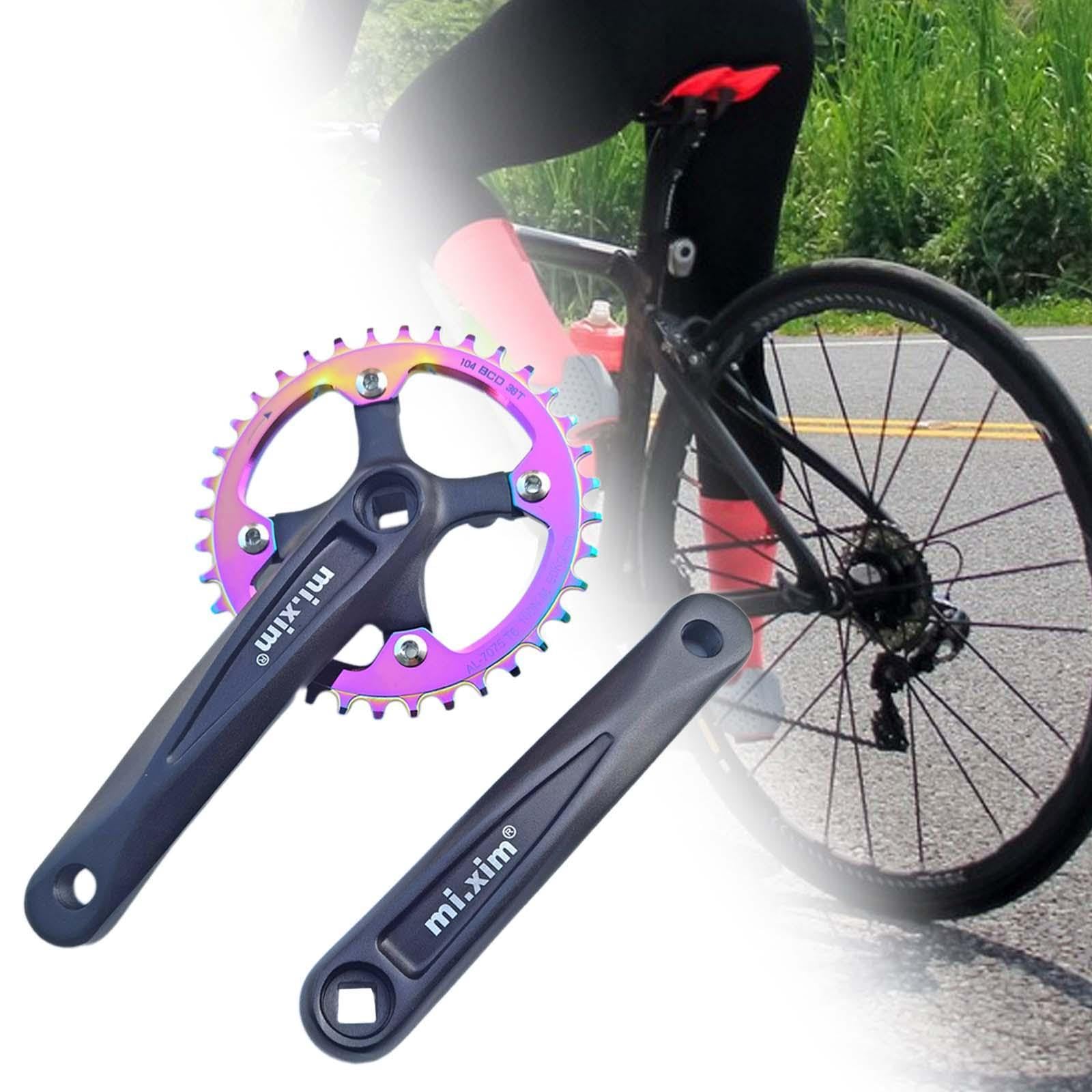 Qianly Guarnitura a velocità Singola, Perno da 170 Mm, per Mountain Bike, con Corona Rotonda di Ricambio a E Larghi da 104BCD.
