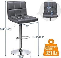 Vista 3 de Yaheetech Taburetes de bar Modernas sillas ajustables de isla de cocina, taburetes de bar de altura de mostrador, silla giratoria de piel sintética