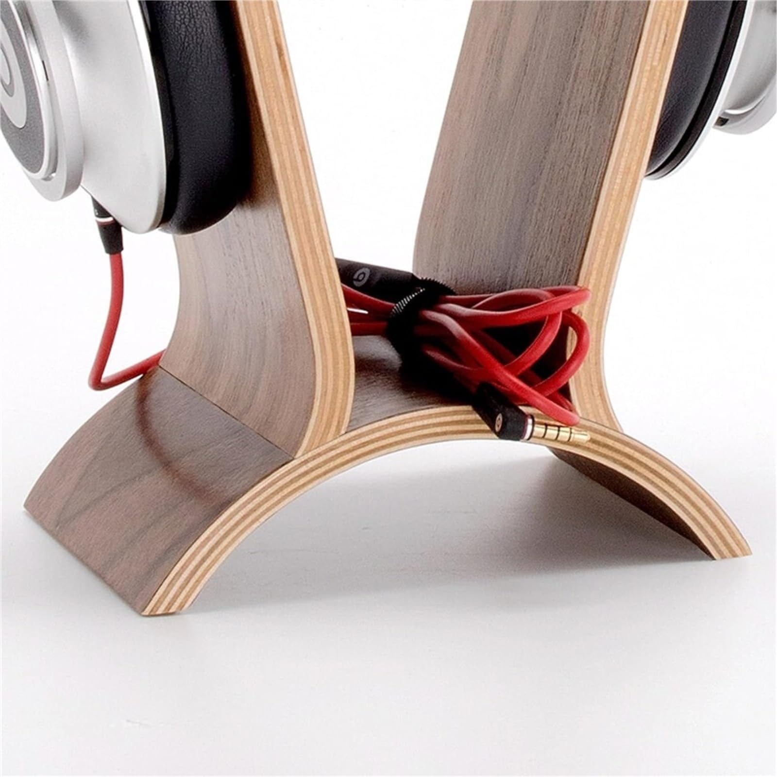 MRKU Supporto per Cuffie, Gancio per Cuffie, Supporto da scrivania in Legno massello di Noce, Display per PC da Gioco